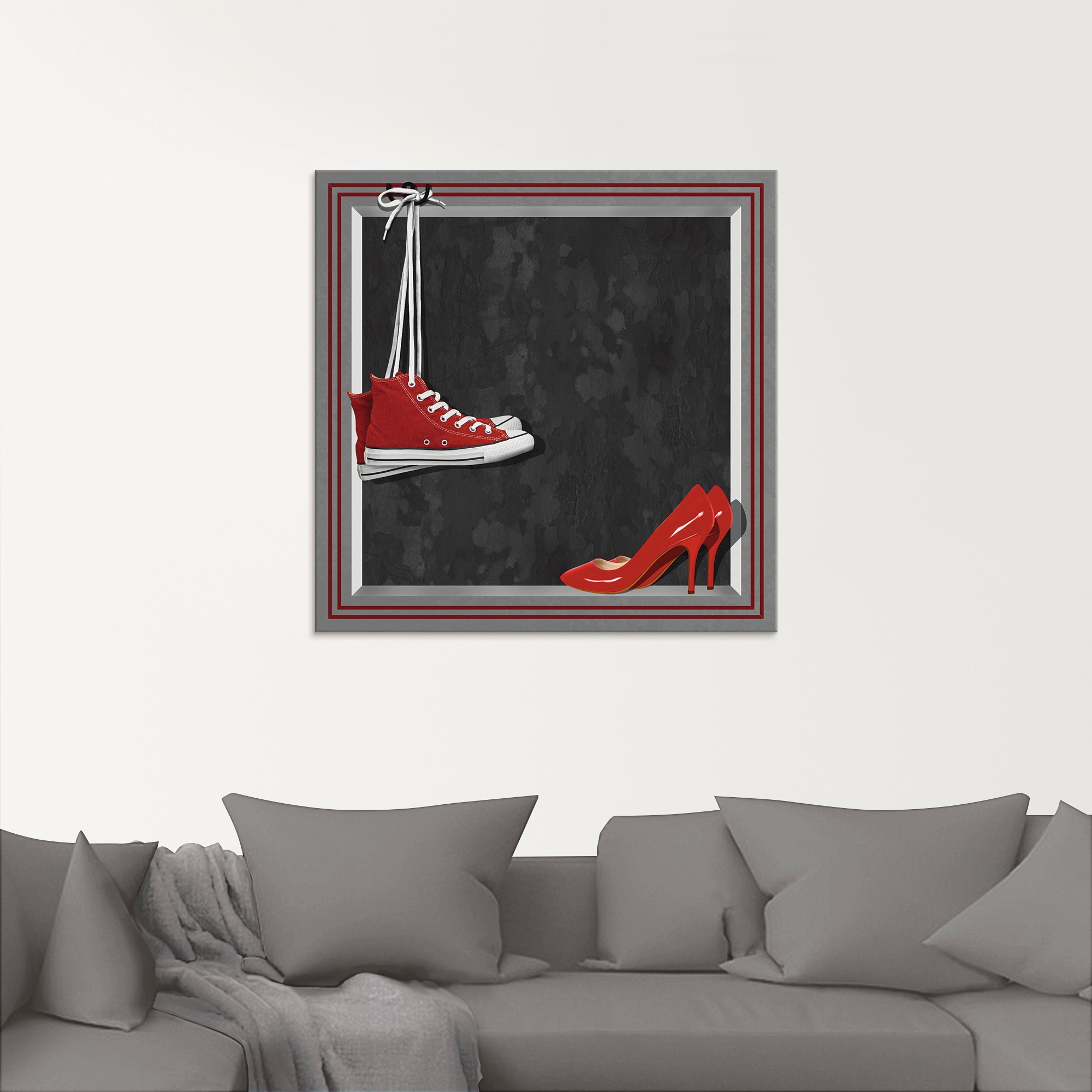 verschiedenen »Die bestellen (1 online Glasbild Größen Schuhe«, St.), roten Artland in Mode,