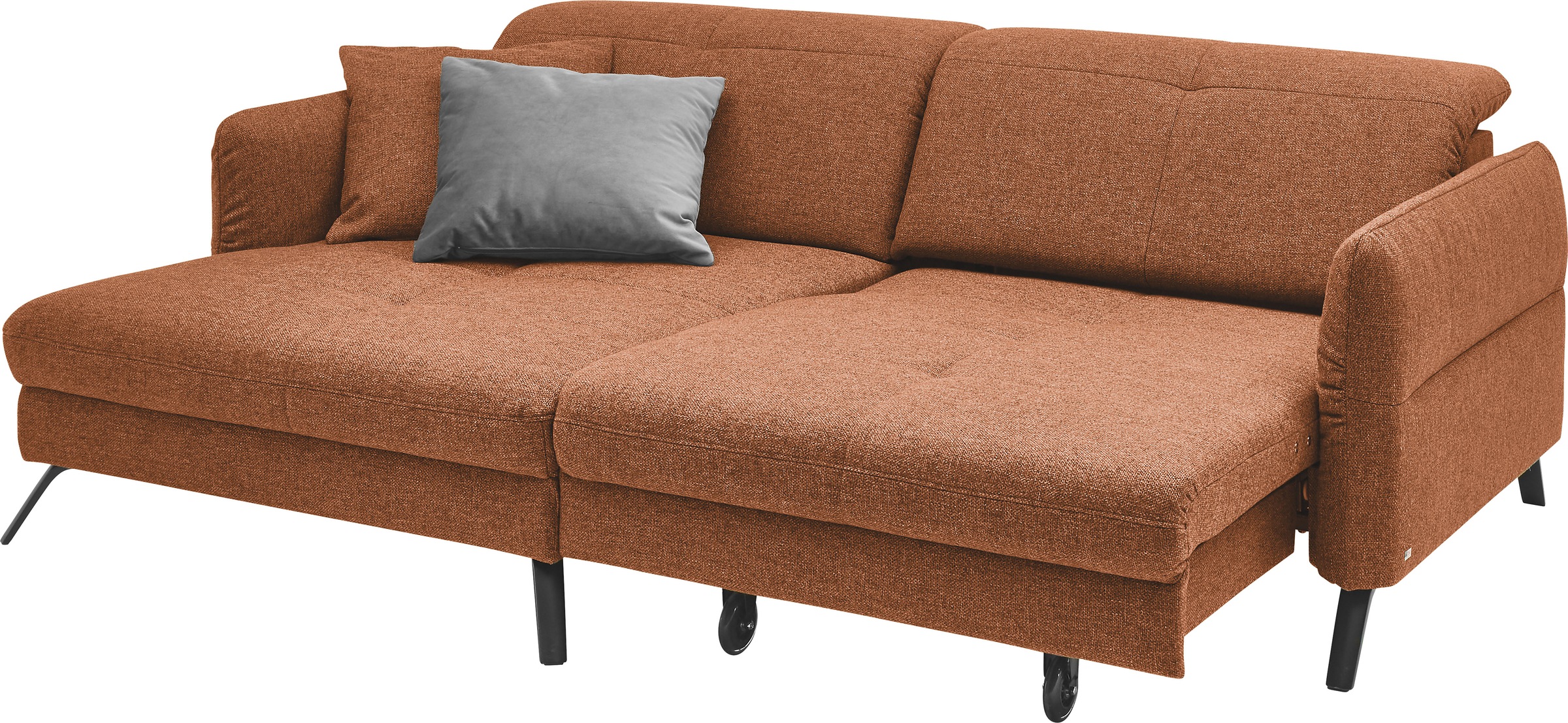 set one by Musterring Ecksofa »SO 4400 V«, wahlweise mit motorischer Bettfunktion & Kopfverstellung, Fuß schwarz