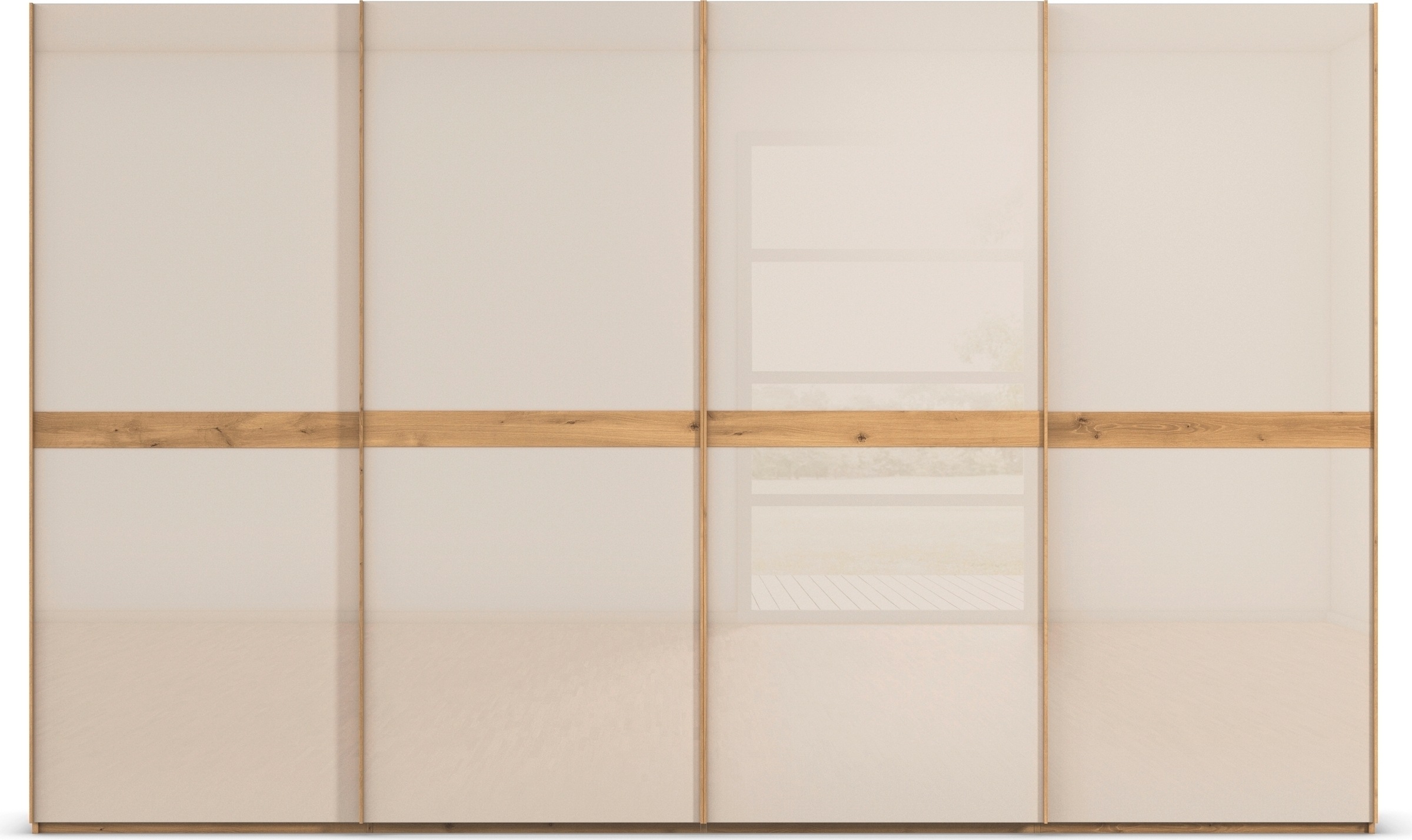 rauch Schwebetürenschrank »Kleiderschrank Schrank Garderobe Schlafzimmerschrank SCALE-LINE«, edle Optik mit Bauchbinde in Korpusfarbe mit Glasfront MADE IN GERMANY