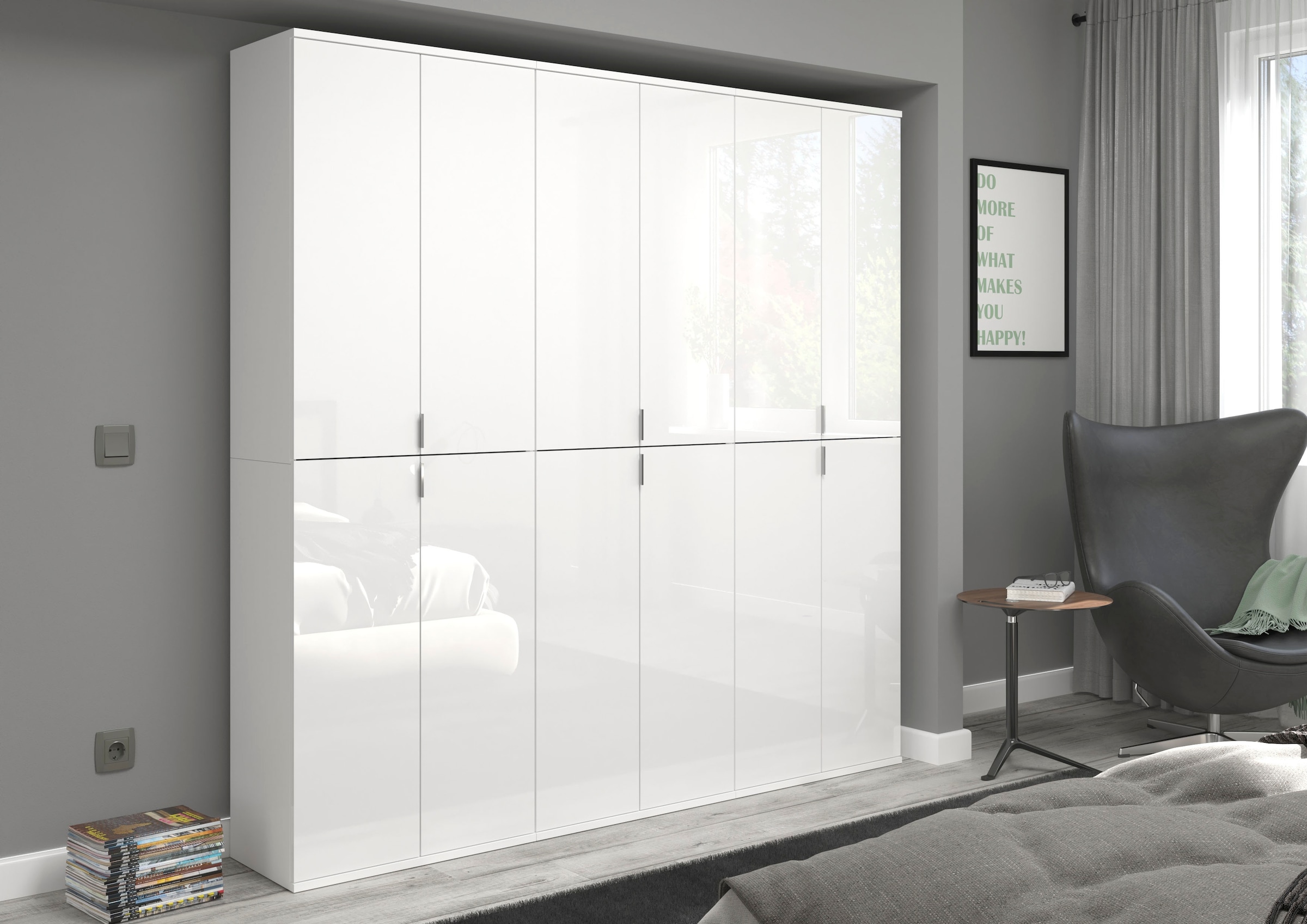 INOSIGN Garderoben-Set »Trondheim, Breite 183 cm, best. aus 3 Schränken, 12 Türen, 27 Fächer«, (Set, 3 St.), inkl. ausziehbarer Kleiderstange, Garderobenschrank, Kleiderschrank