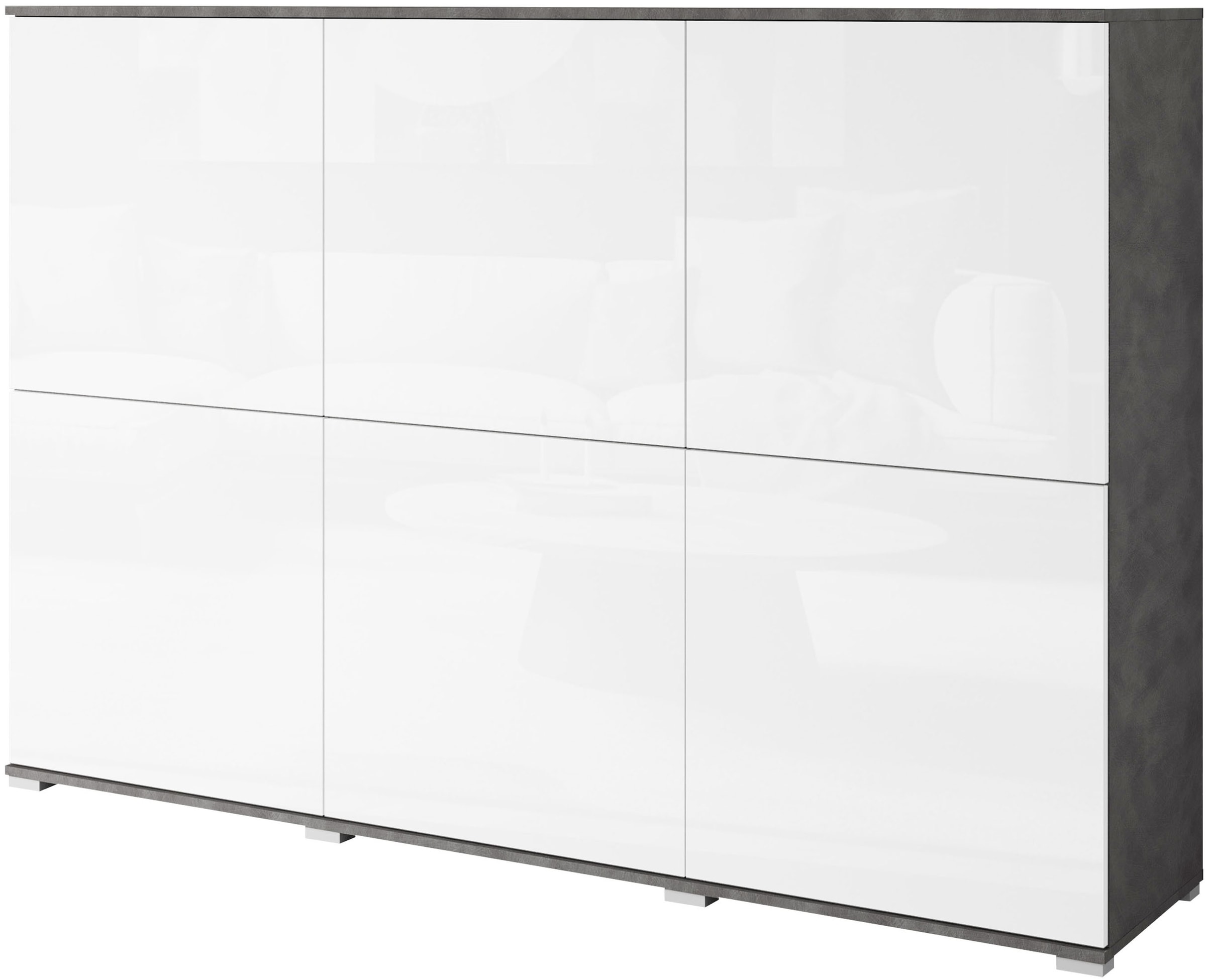OTTO home Highboard »Kenia, moderne grifflose Hochkommode mit 6 Türen, Breite 180 cm« 1 Stk. tlg. Push-to-Open-Fronten, höhenverstellbaren Einlegeböden