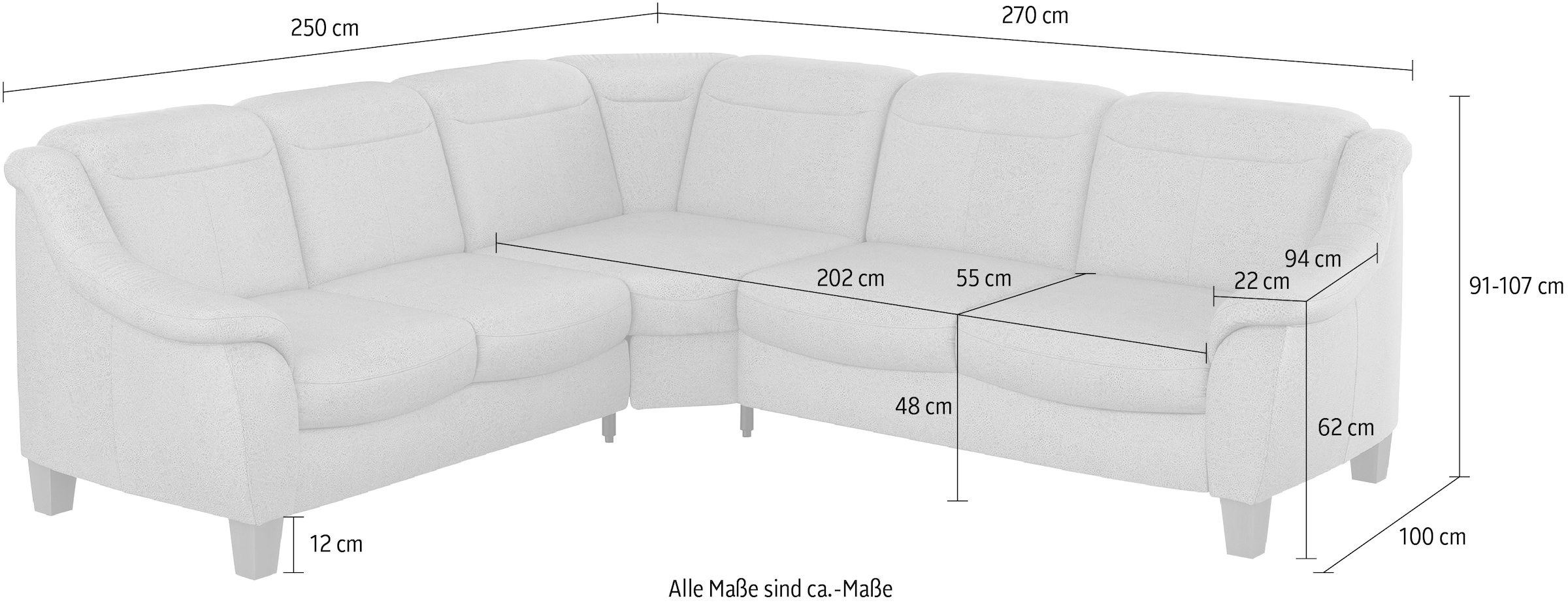Home affaire Ecksofa »Caldera L-Form«, Federkern, wahlweise mit Kopfteilverstellung, Bettfunktion, Bettkasten