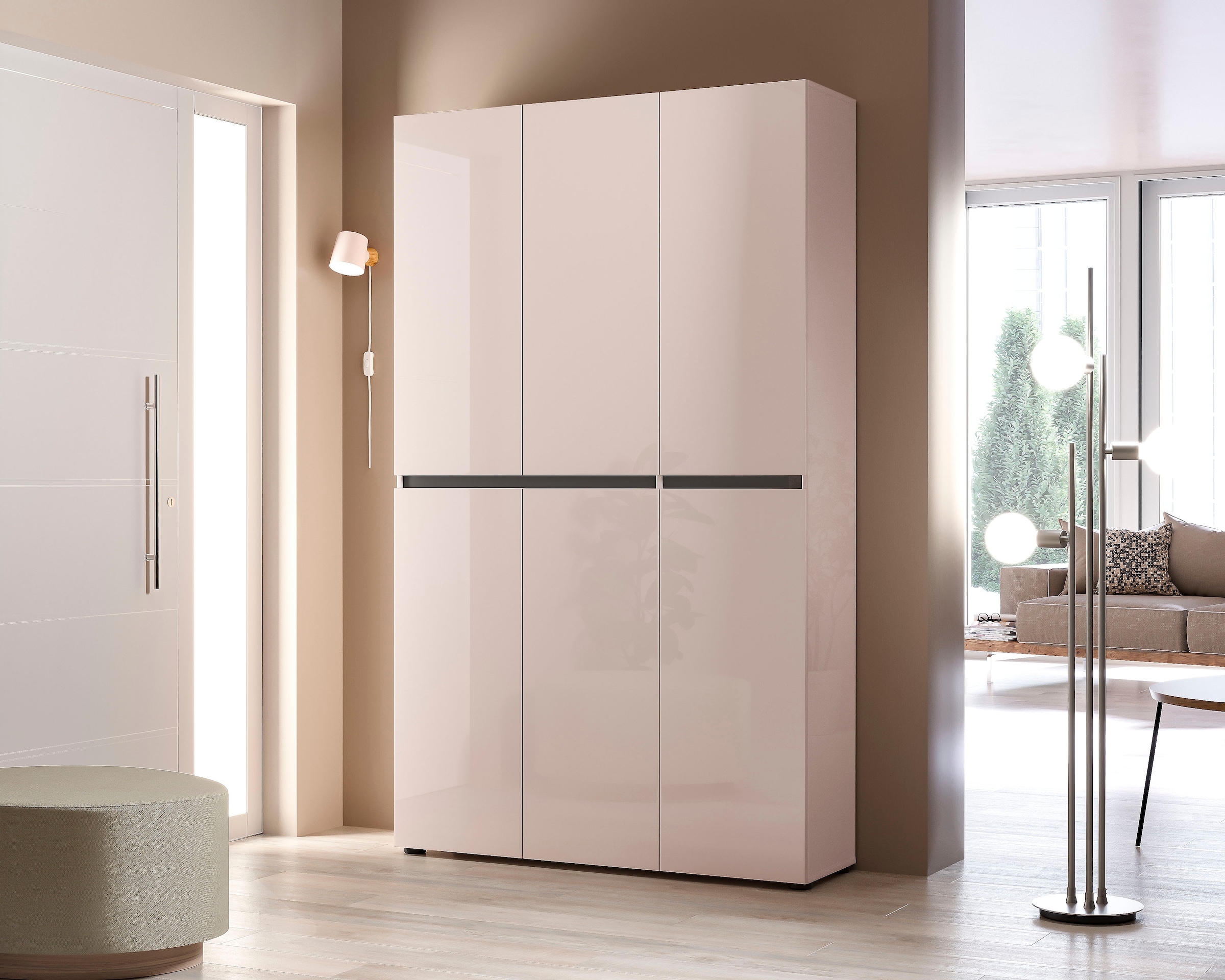 Home affaire Schuhschrank »MISTER Schuhkommode, Schuhmöbel, Schuhregal, Hochglanz lackiert« Breite 120 cm, Höhe 200 cm, 6 Türen, 24 Fächer, ca.58 paar Schuhe