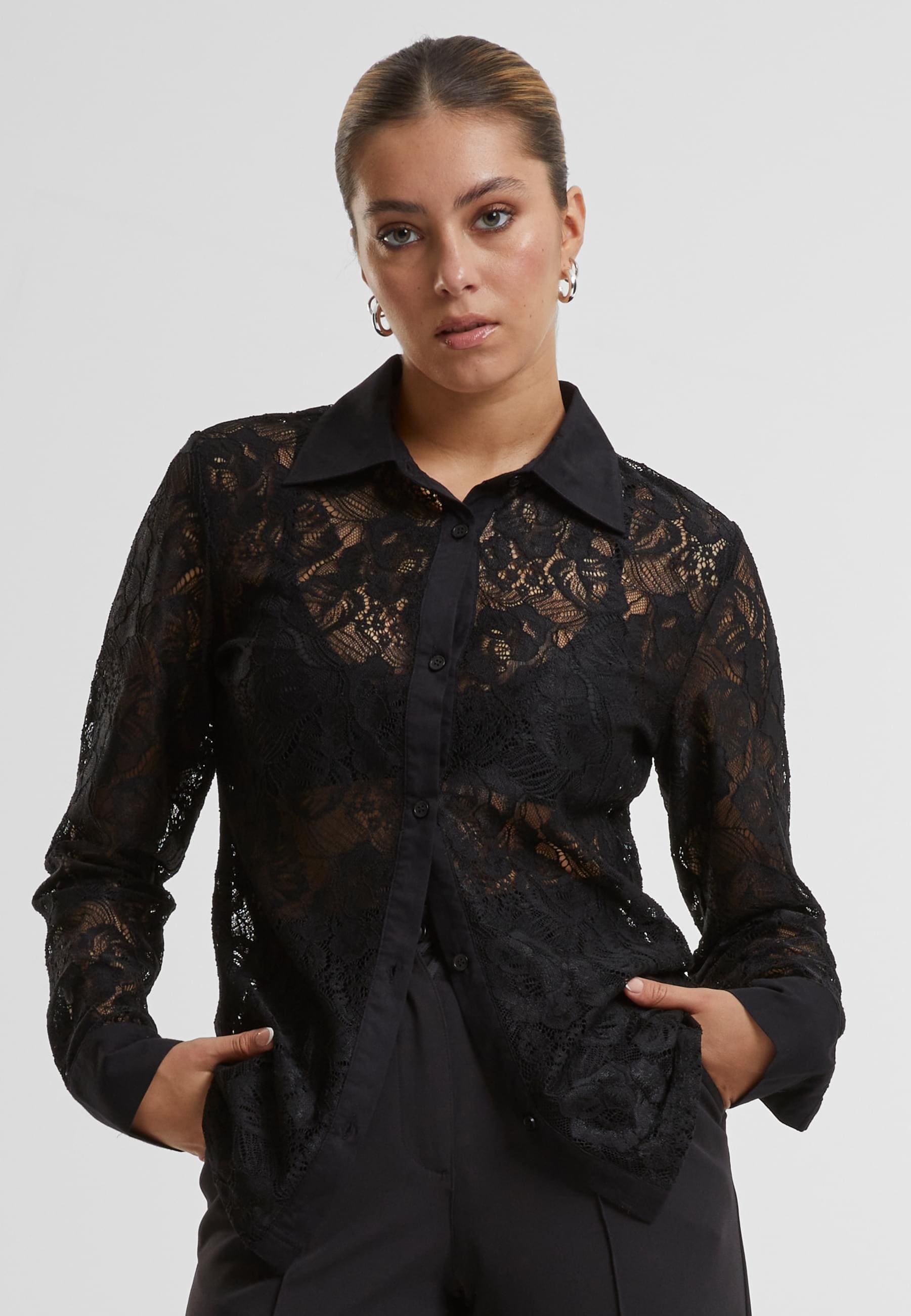 URBAN CLASSICS Klassische Bluse »Urban Classics Ladies Lace Blouse«