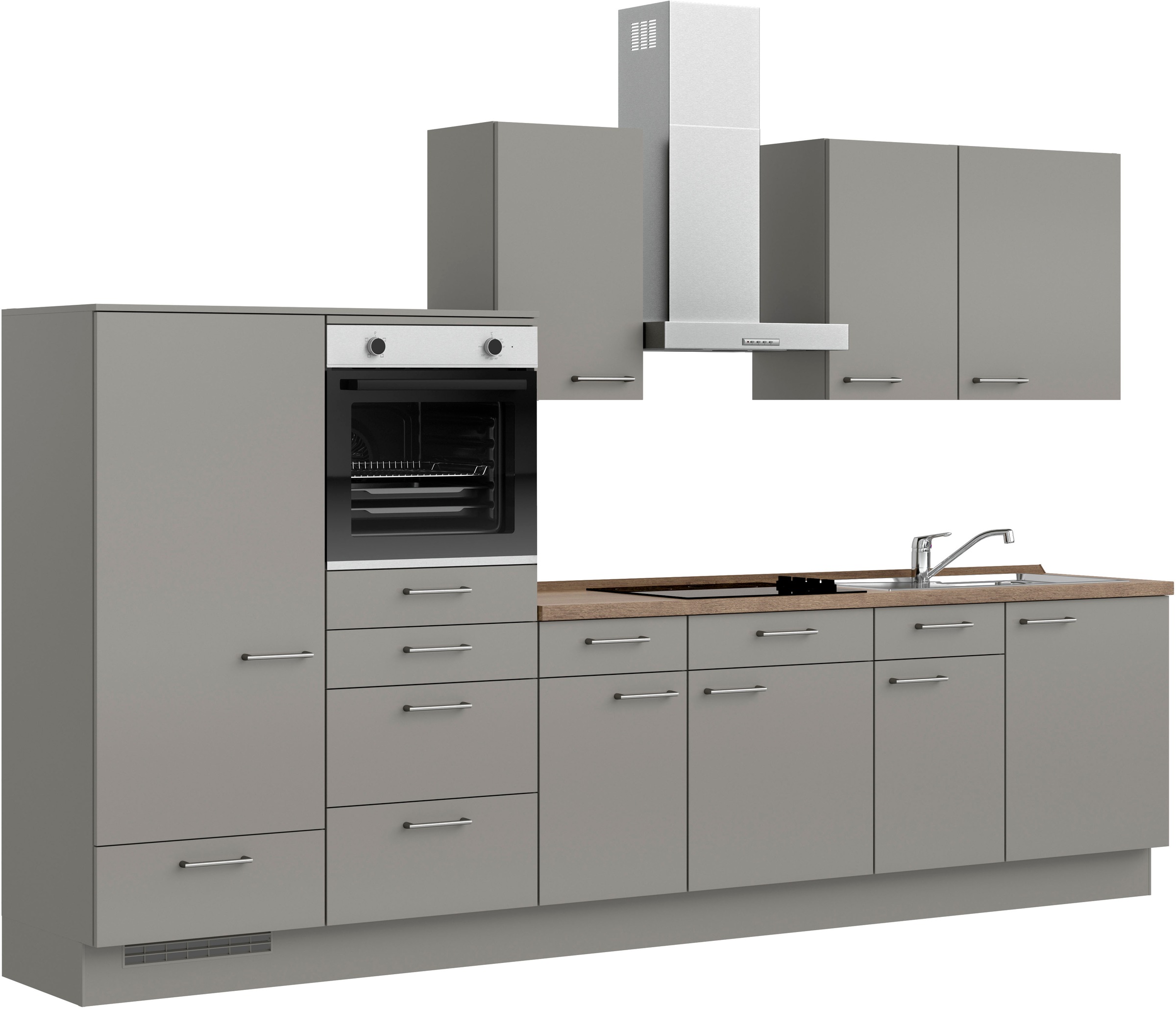 nobilia® Küchenzeile »"Laser I"«, vormontiert, Ausrichtung wählbar, Breite 330 cm, wahlw. mit E-Geräten