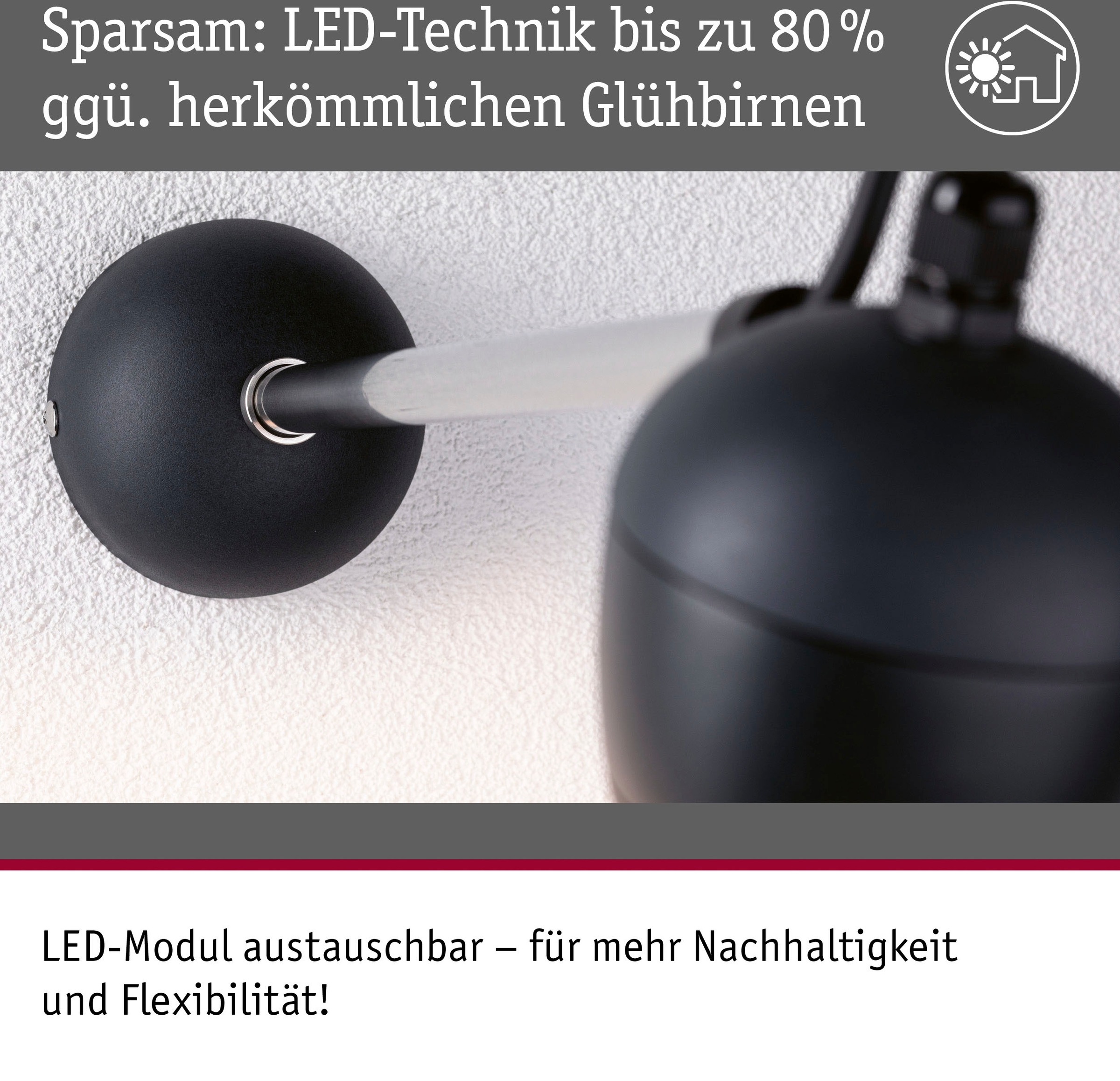 Paulmann LED Außen-Wandleuchte »Kikolo 230V 60° 3000K anthrazit« 1 Stk. Warmweiß