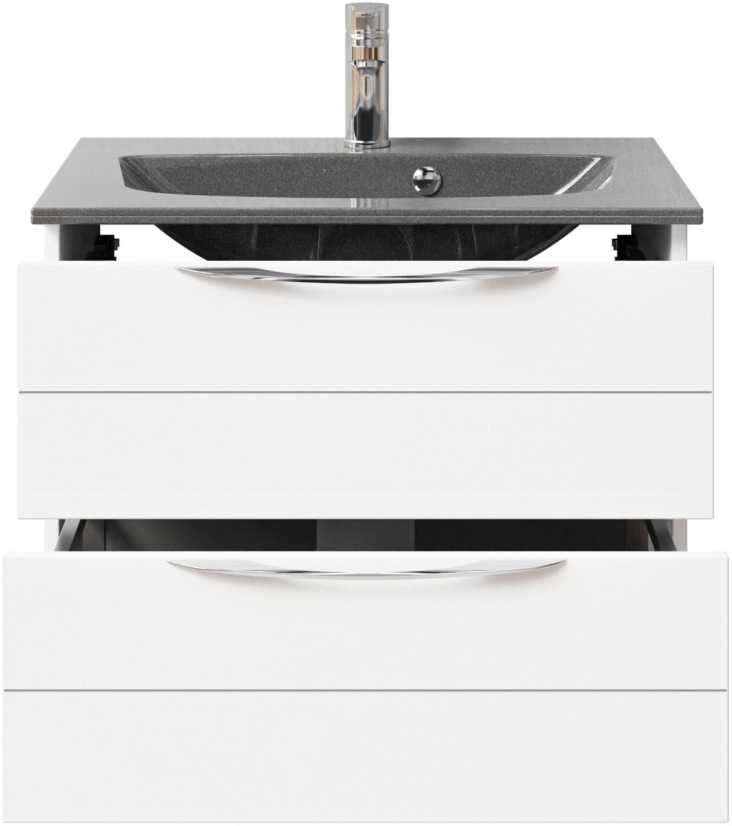 Saphir Waschtisch »Serie 6025 Mineralmarmor-Waschtisch mit Unterschrank, 67 cm breit«, Waschplatz mit 2 Schubladen, hängend, verschiedene Ausführungen