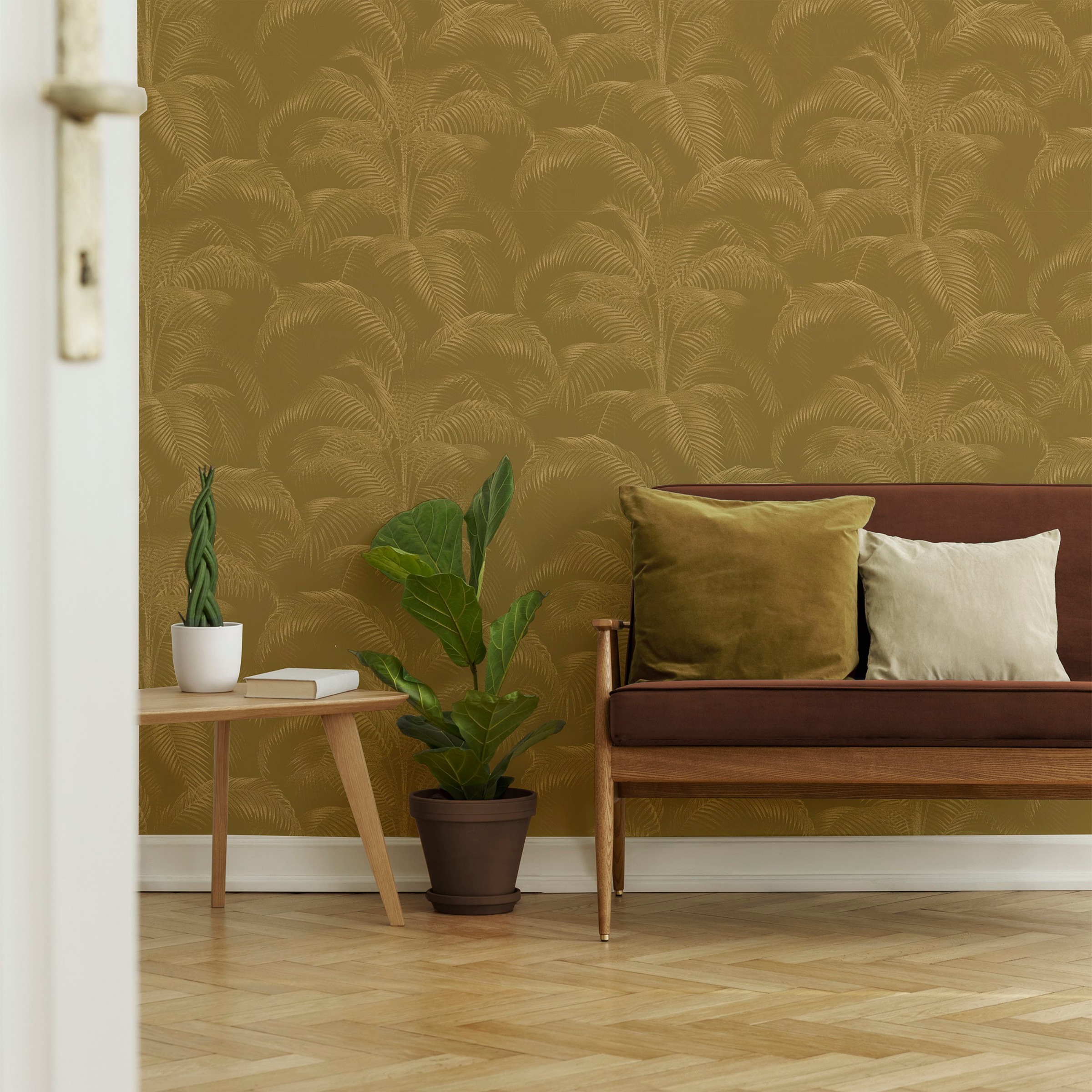 Superfresco Easy Vliestapete »Palmen Ocker« Motiv texturiert floral günstig online kaufen