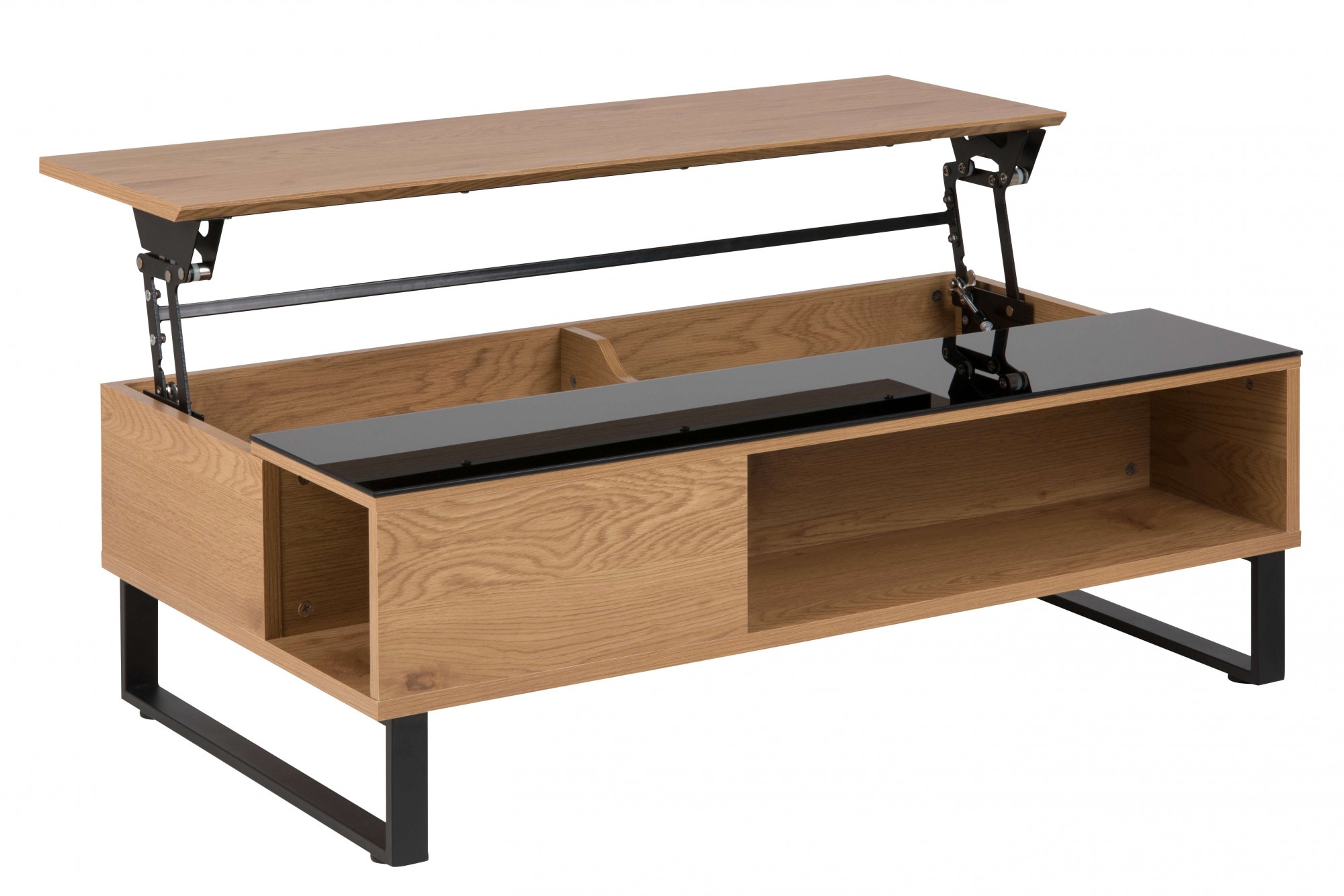 ACTONA GROUP Couchtisch »Azalea«, Sofatisch, Kaffeetisch, Glas, Kufengestell, Höhenverstellbar, Stauraum