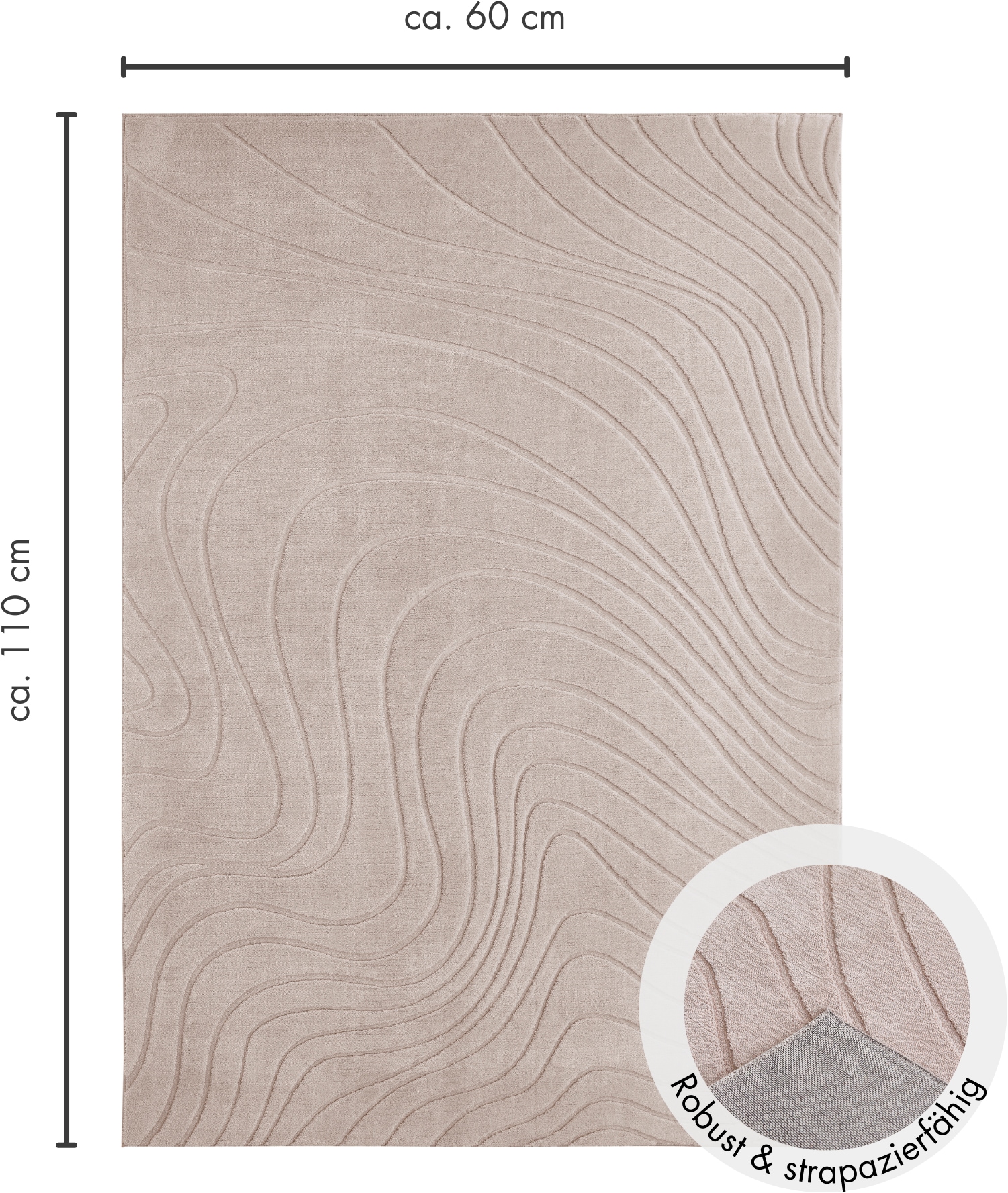 Andiamo Teppich »Dale«, rechteckig, 10 mm Höhe, Uni Farben, Hoch-Tief-Struktur, Carving-Effekt, Wohnzimmer