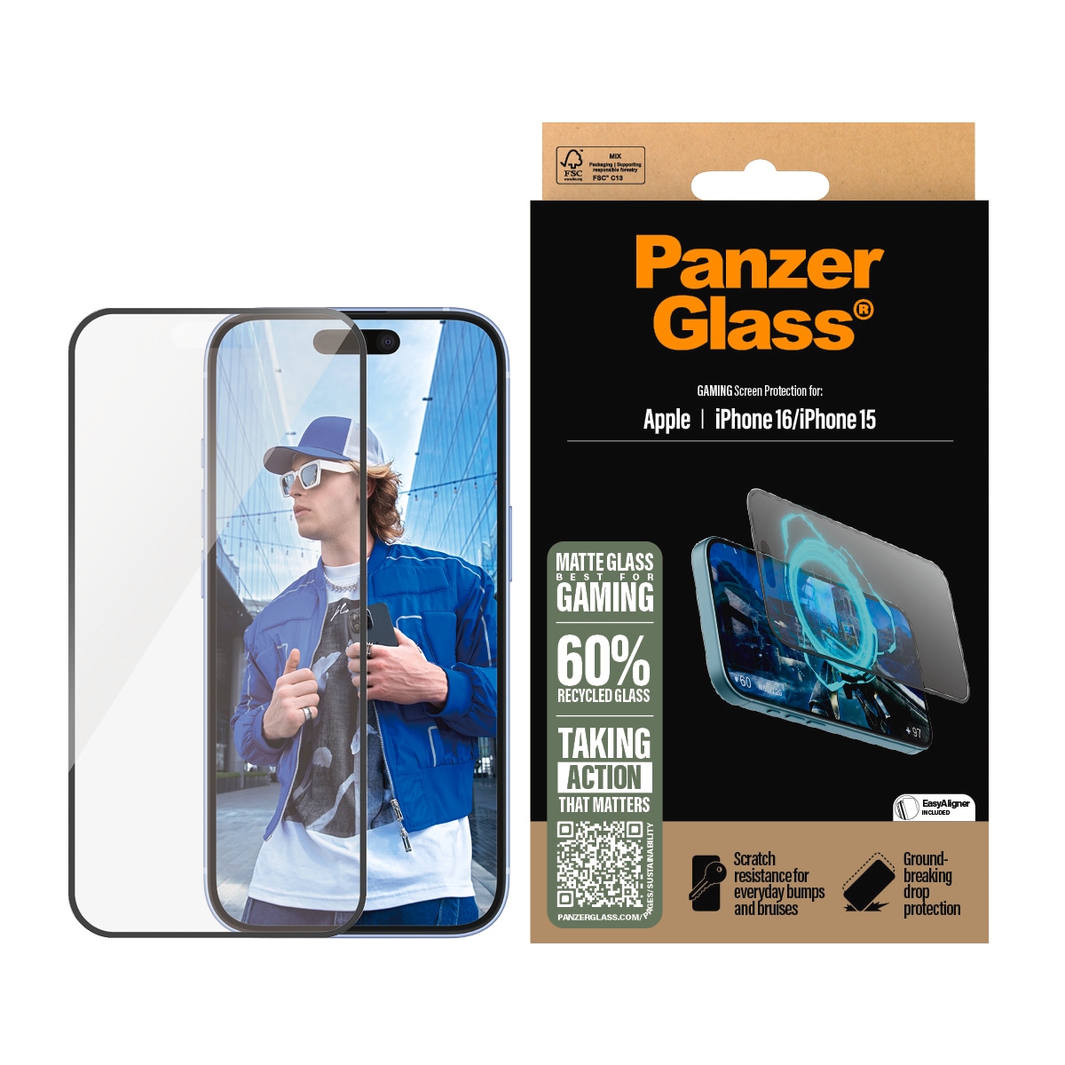 PanzerGlass Displayschutzglas »Gaming Screen Protection« für Apple iPhone 16;Apple iPhone 15 Displayschutzfolie, Schutzfolie, Bildschirmschutz, kratz- & stoßfest