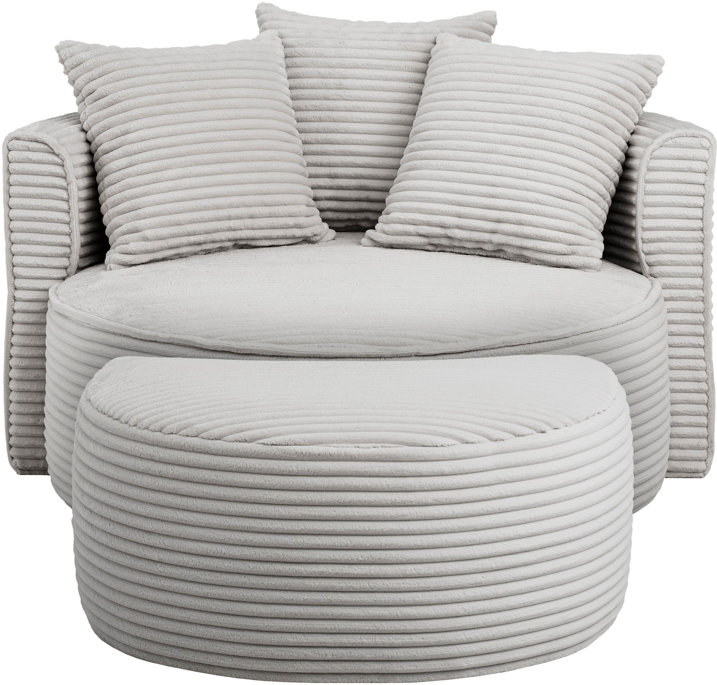 LeGer Home by Lena Gercke XXL-Sessel »ISALIE, Rundsessel mit Hocker, Lesesessel, Loveseat, Big-Sessel«, (Set), trendige Stoffe, mit 3 Zierkissen, große Sitzfläche