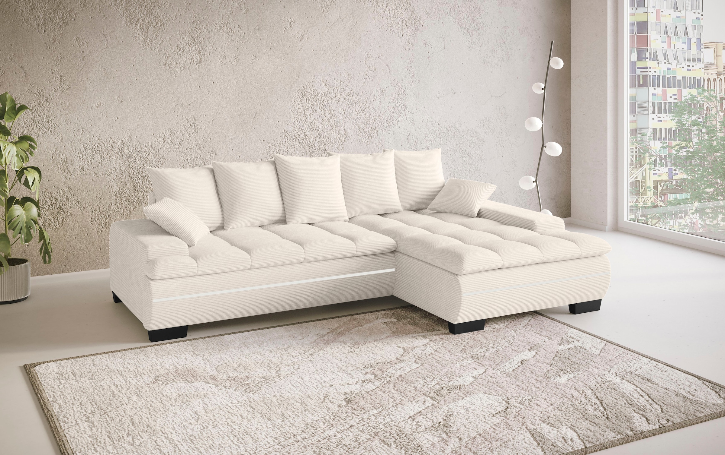 Mr. Couch Ecksofa »Haiti II, L-Form«, RGB-LED Beleuchtung, wahlweise mit Kaltschaum, Bett, Bettkasten