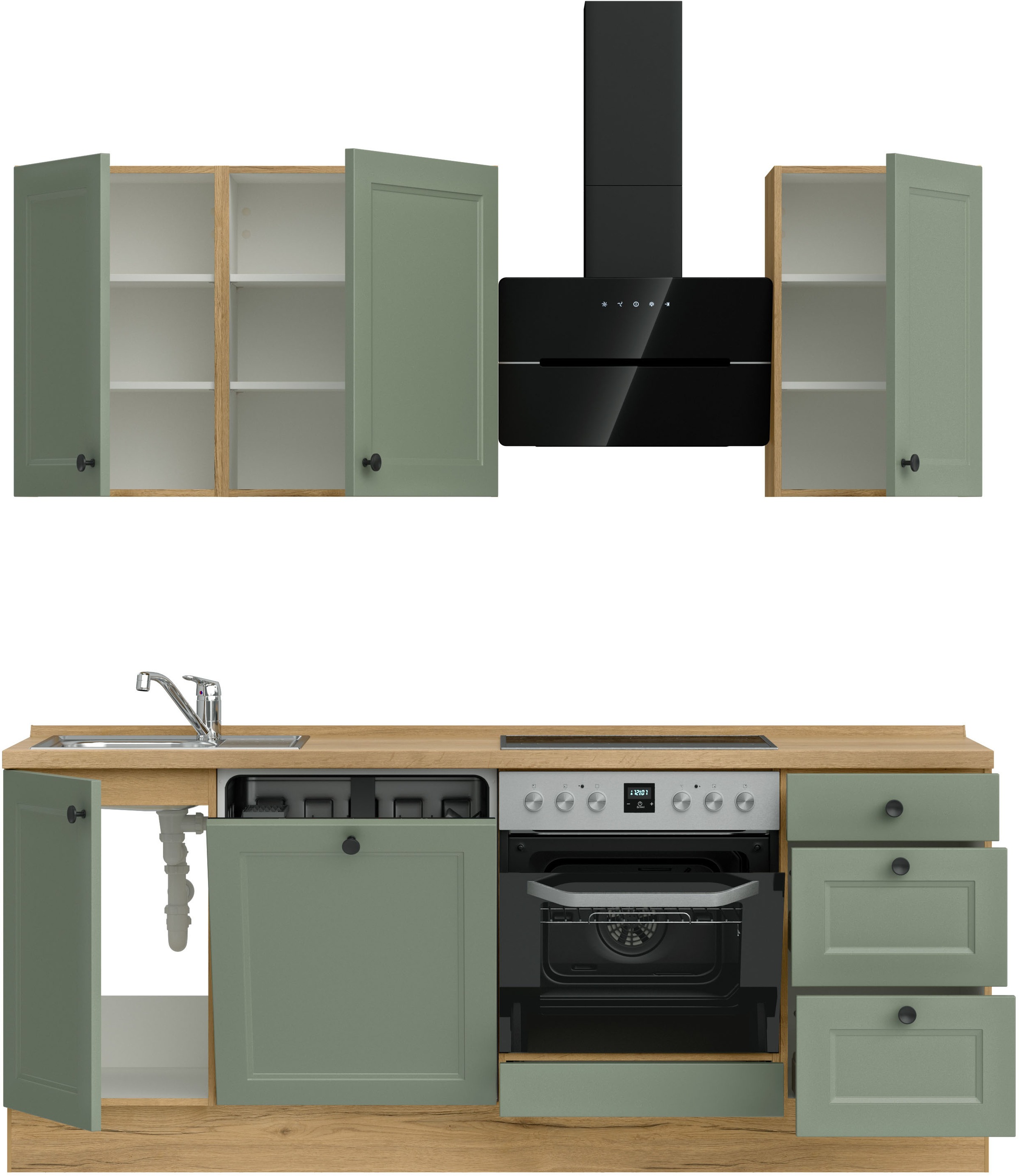 nobilia® Küchenzeile »"Cascada II"«, vormontiert, Breite 210 cm, Ausrichtung wählbar, wahlw. mit E-Geräten