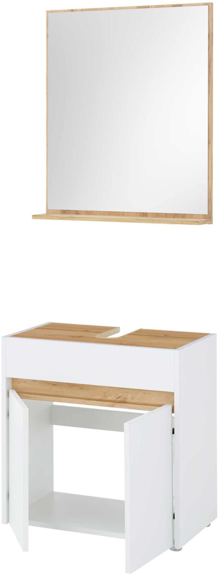 INOSIGN Badmöbel-Set »CITY/ GIRON, Bad im zeitlosen Design, 2-teiliges Badezimmer«, (Set, 2 St.), Unterschrank und Spiegel, in zwei Farben verfügbar, viel Stauraum