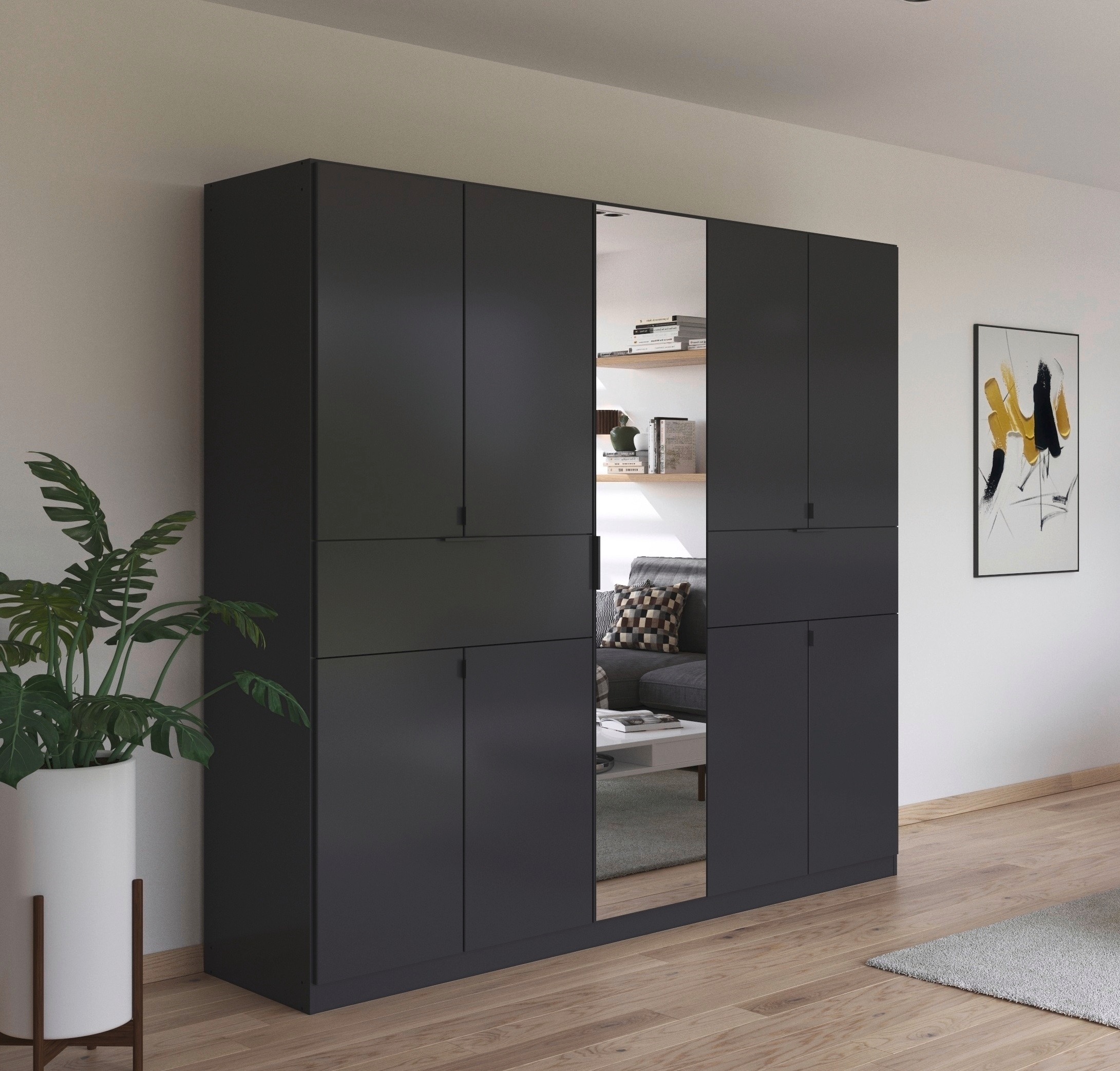 rauch Drehtürenschrank »Kleiderschrank Schrank Garderobe Wäscheschrank TICAO«, (Schubladen in der Höhe variabel positionierbar), mit 2 geräumigen Schubladen, viel Stauraum MADE IN GERMANY