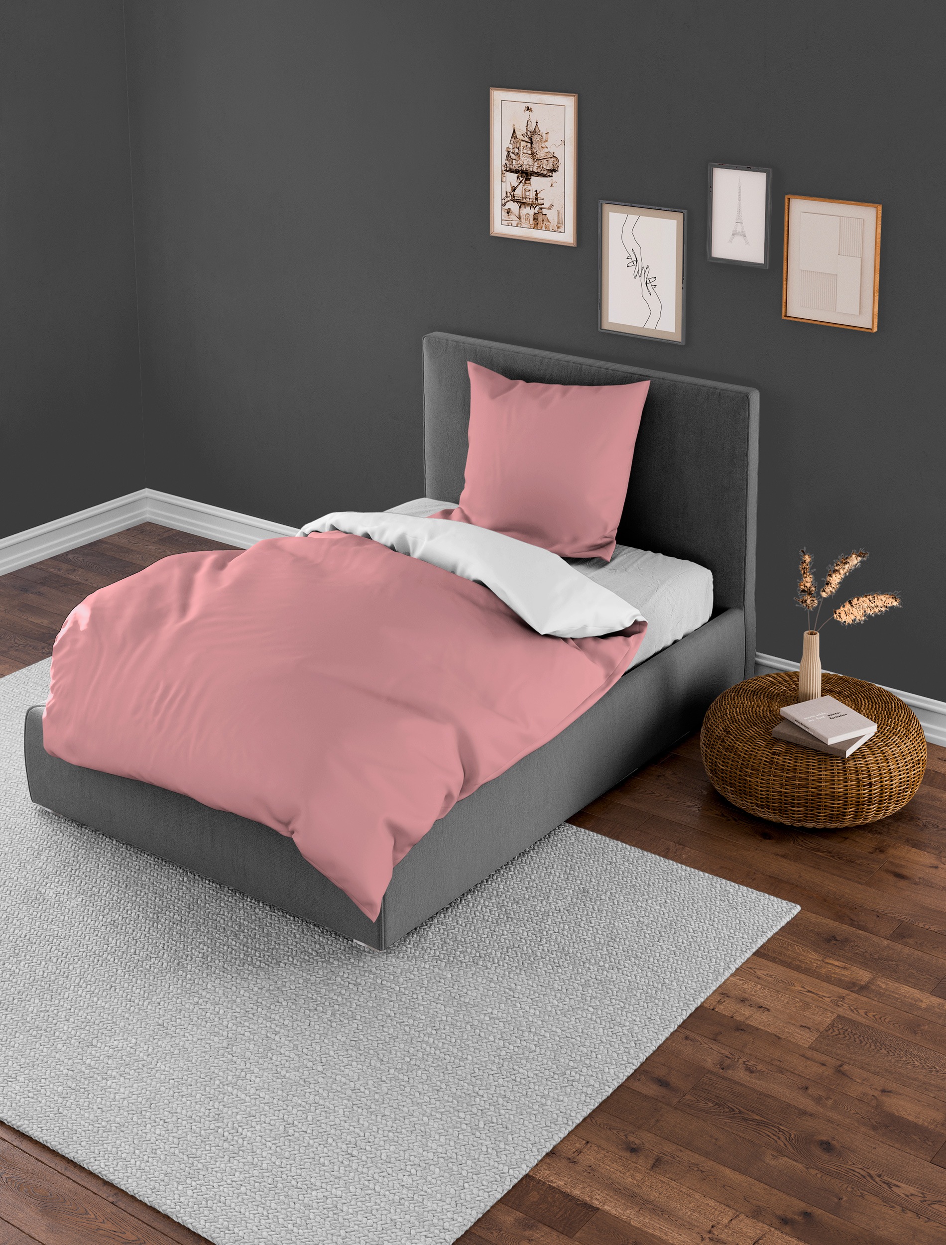 BIERBAUM Wendebettwäsche »Modern Uni in Gr. 135x200 oder 155x220 cm« 2 Stk. günstig online kaufen