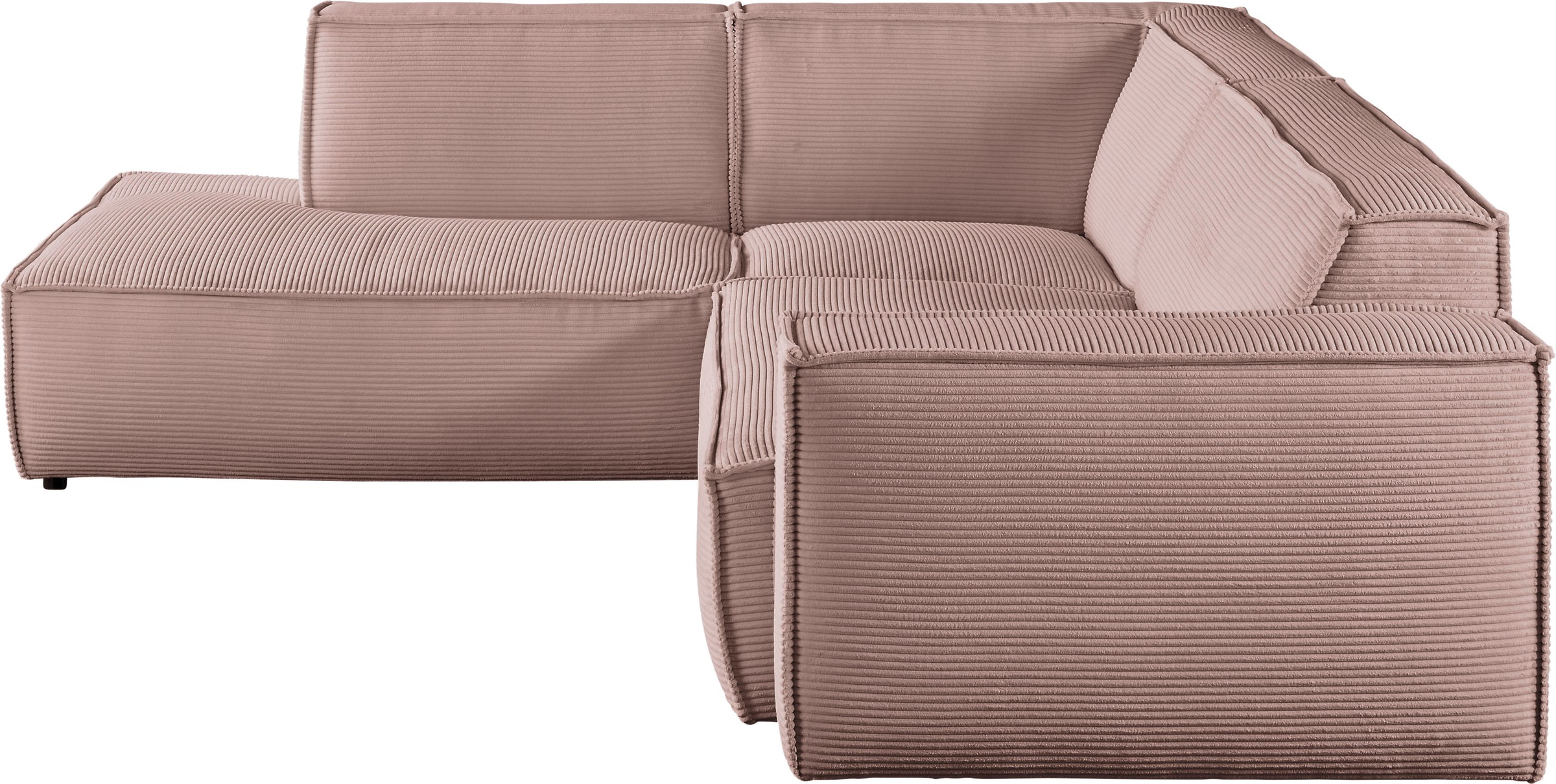 3C Candy Ecksofa »Matteo in elegant, kubischer Formensprache, bequem, L-Form«, mit auffälliger Kedernaht, Cord-Bezug, Lounge-Charakter, OTTOs Choice