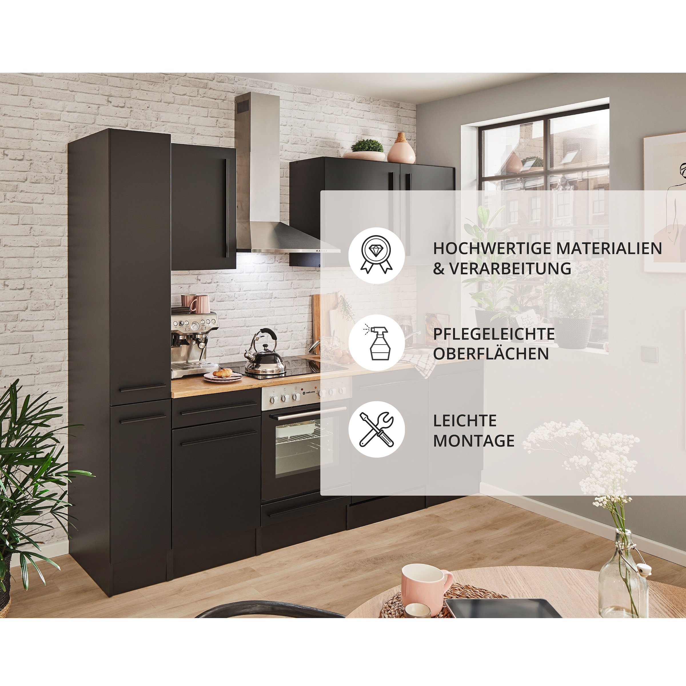 BASIC by Balculina Küchenzeile »Jazz«, Breite 250 cm, wahlweise mit E-Geräten