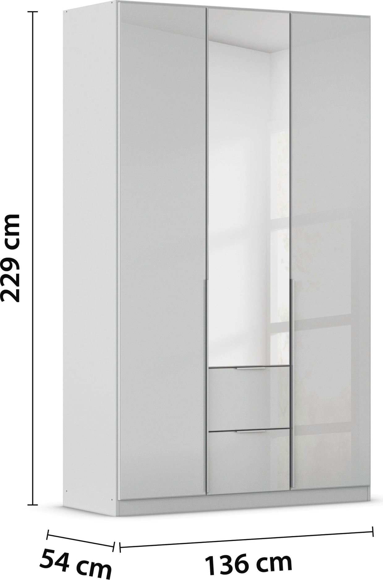 rauch Drehtürenschrank »Kleiderschrank Kleiderschränke Schrank Garderobe AGORDO mit Glasfront«, (in zwei Griff-Farben mit Glasfront), mit Außenschubkästen, in 6 Breiten und 2 Höhen MADE IN GERMANY