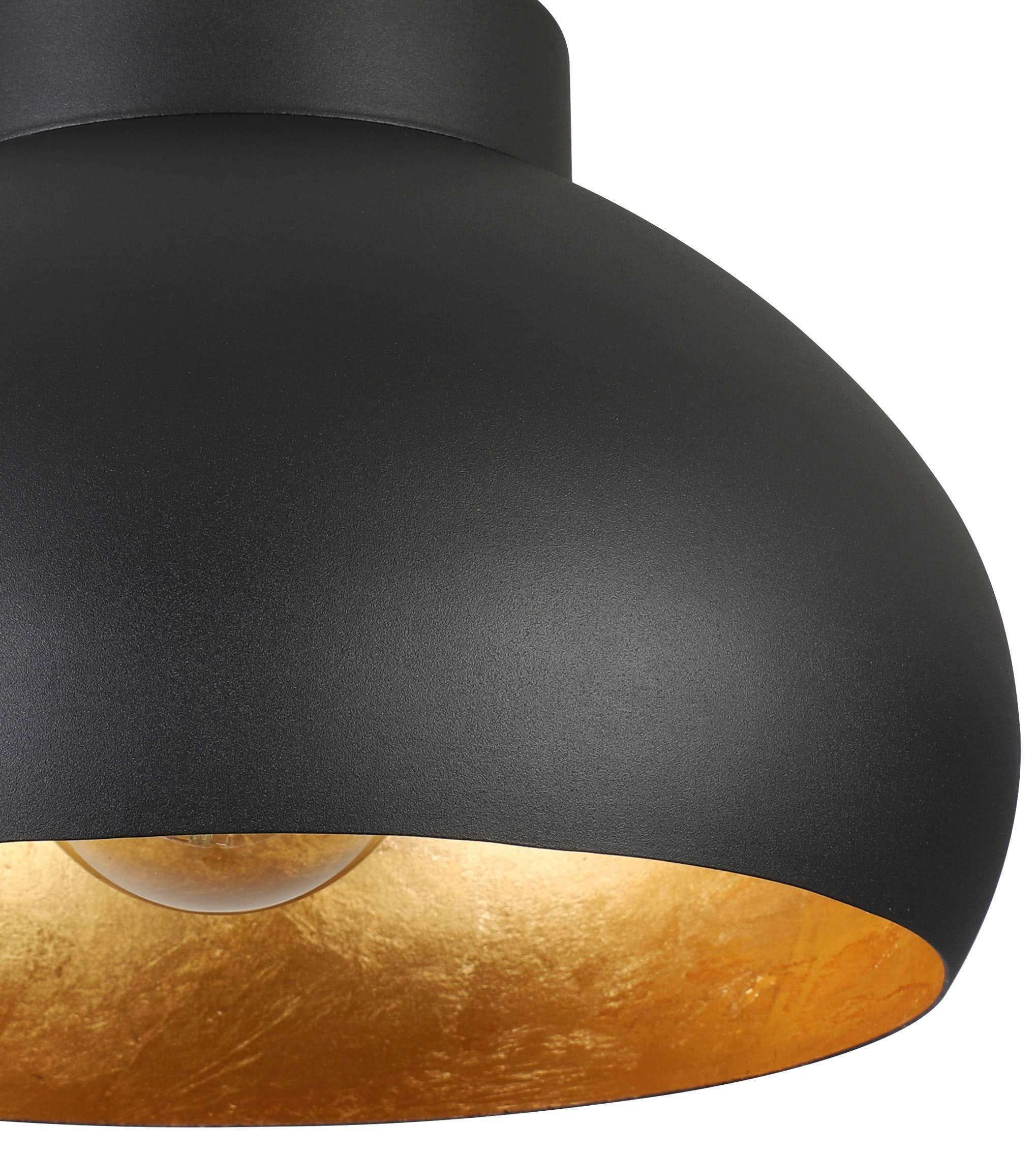 EGLO Deckenleuchte »MOGANO 2 Deckenlampe, Stahl, E27, IP20, Wohnzimmerlampe, Flurampe«, Leuchtmittel E27 | Leuchtmittel wechselbar-ohne Leuchtmittel, Wand-/Deckenleuchte, H17,5 x Ø28 cm, schwarz, gold, 1X40W exkl.