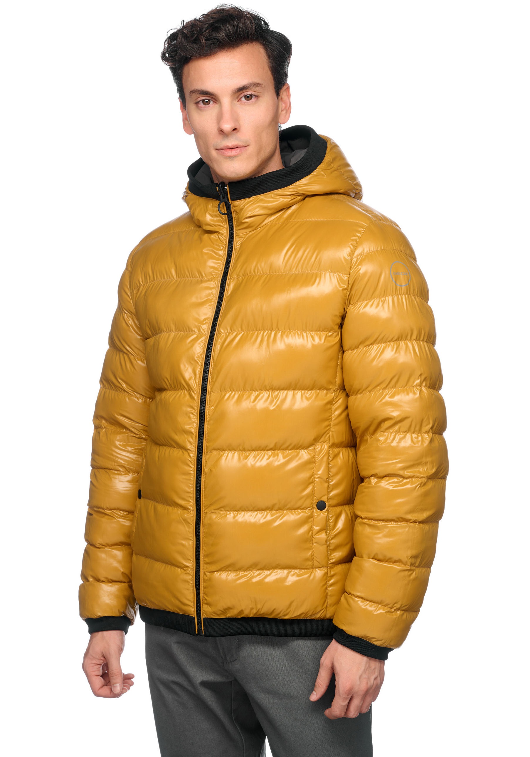 Geox Wendejacke »SPHERICA«, mit Kapuze, eine Seite glatt - eine Seite gesteppt, Reißverschluss, Kapuze