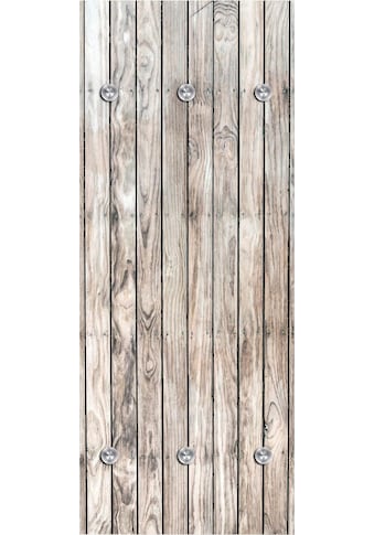 queence Garderobenleiste »Holzwand«, mit 6 Haken, 50 x 120 cm kaufen