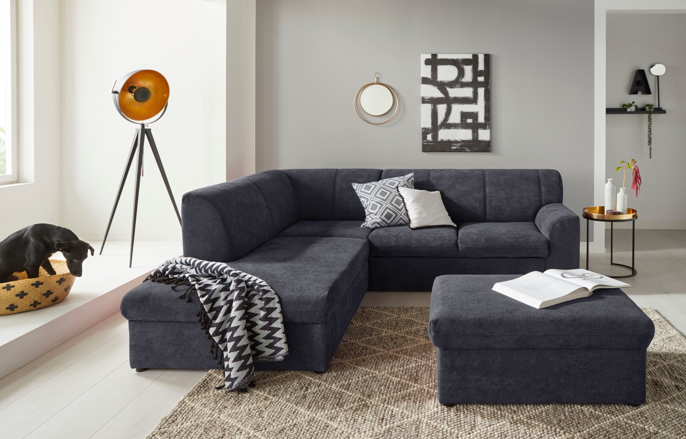 DOMO collection Ecksofa »Topper zeitlos elegant, kompakte Stellmaße, OTTOs Choice, L-Form«, mit Ottomane, wahlweise mit Schlaffunktion