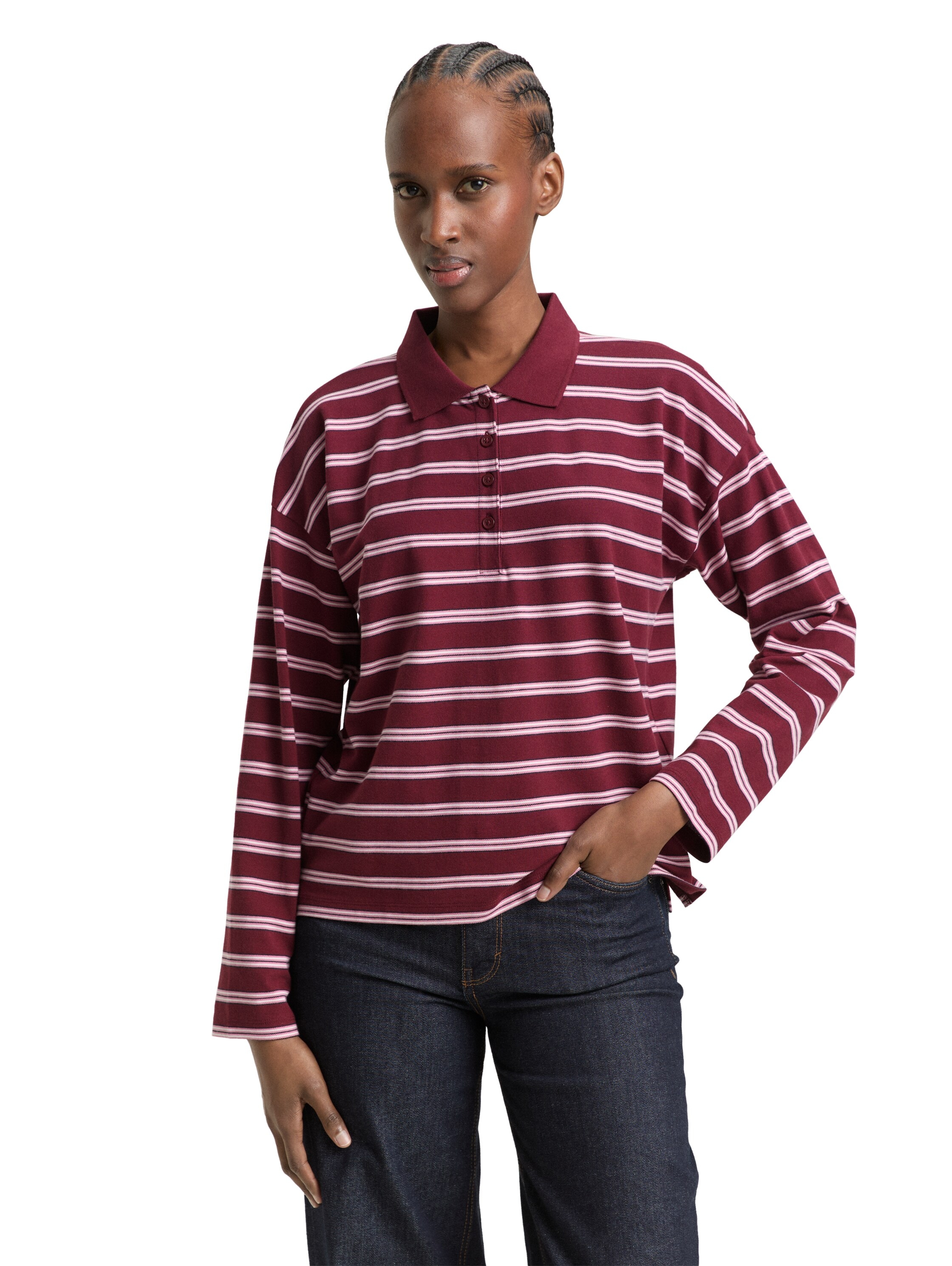 TOM TAILOR Denim Langarmshirt mit Streifen Muster