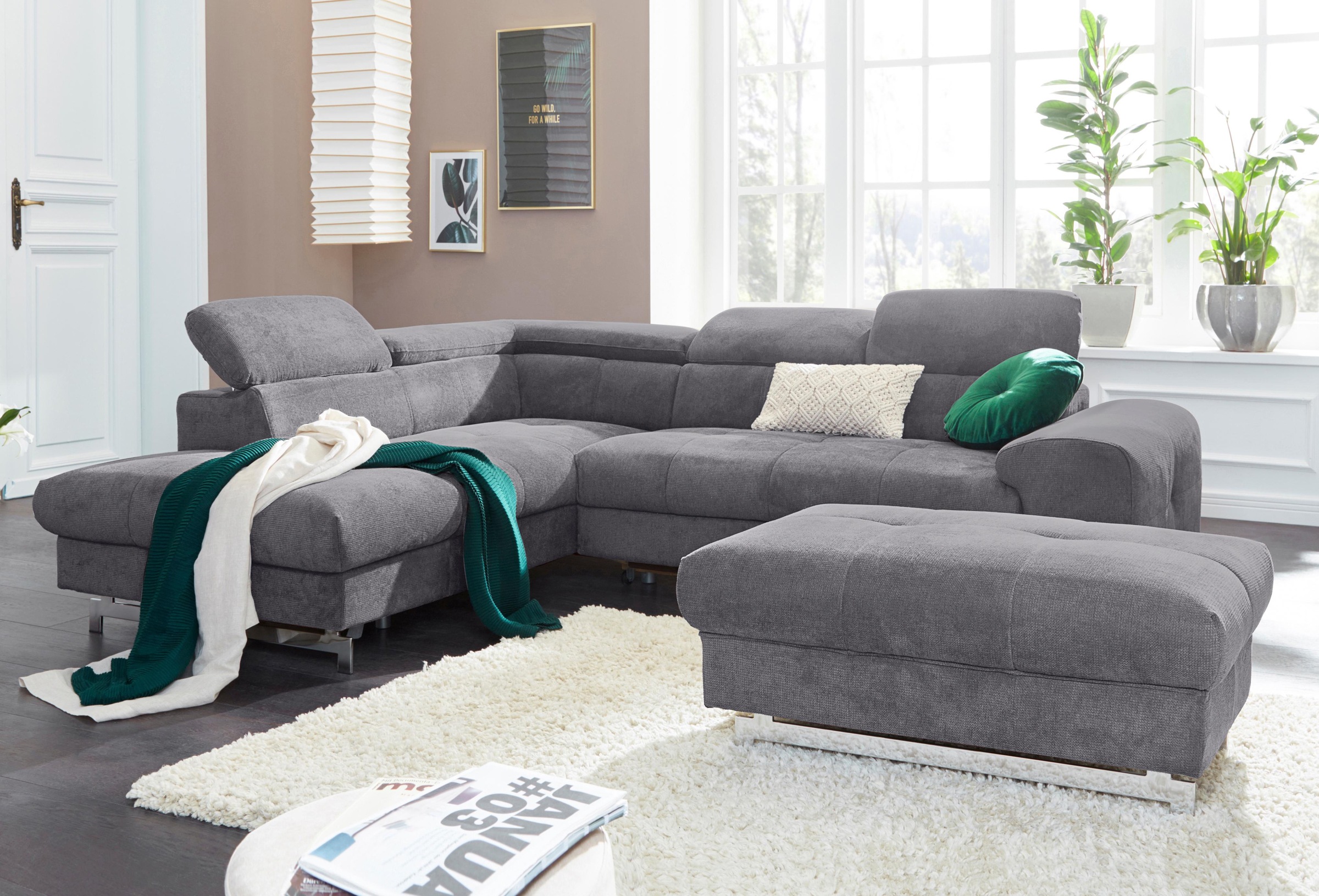 COTTA Ecksofa »Chef L-Form«, mit Kopfteilverstellung, wahlweise mit Bettfunktion & Bettkasten