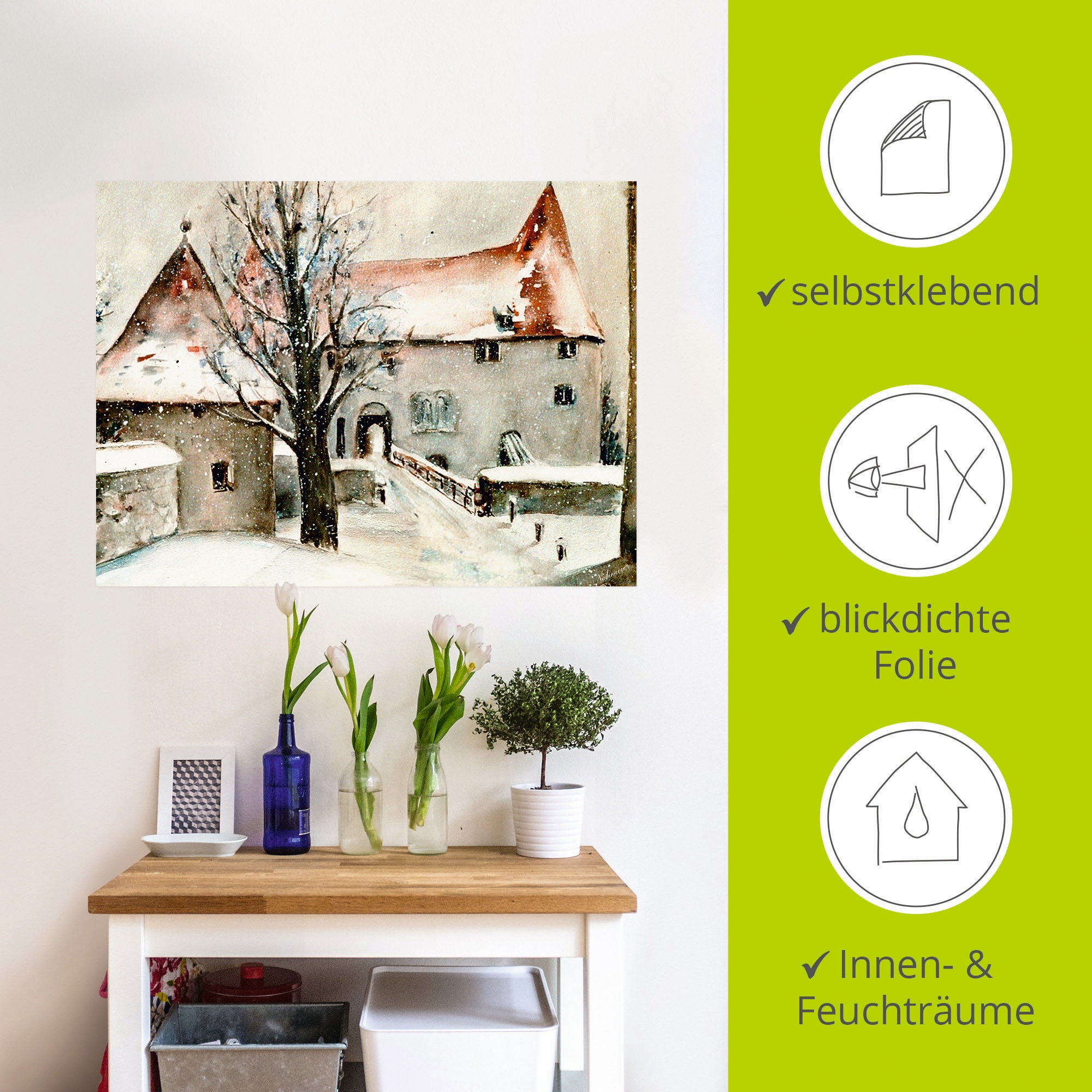 Artland Wandbild »Winter auf der Burg«, Gebäude, (1 St.), als Leinwandbild, Poster, Wandaufkleber in verschied. Größen