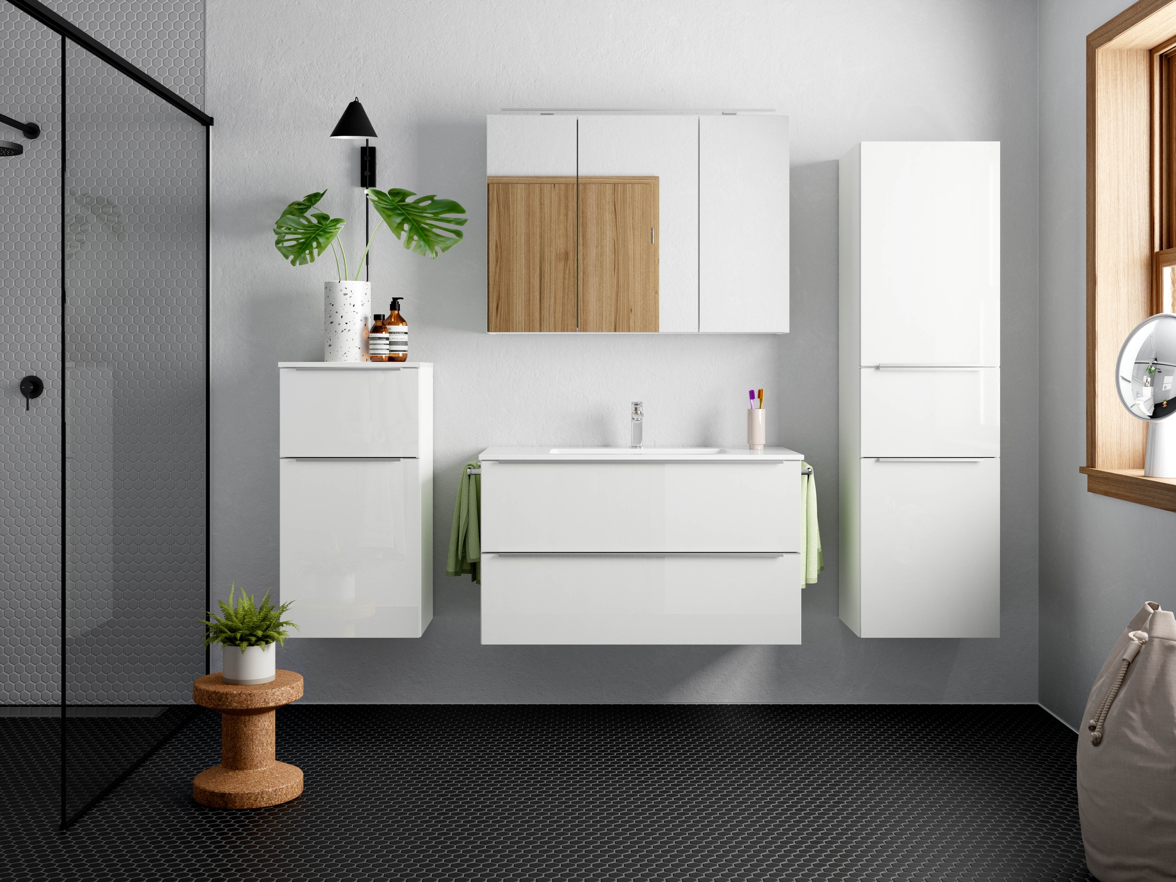 nobilia® Spiegelschrank »Prina«, (inkl. Beleuchtung mit Dimmerfunktion), in Breiten 60, 80, 100 und 120 cm, innenliegende Steckdose