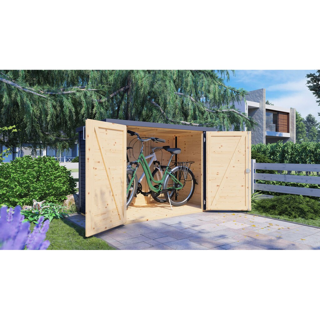 BERTILO Fahrradbox »Woodline«, BxTxH: 202x106x142 cm