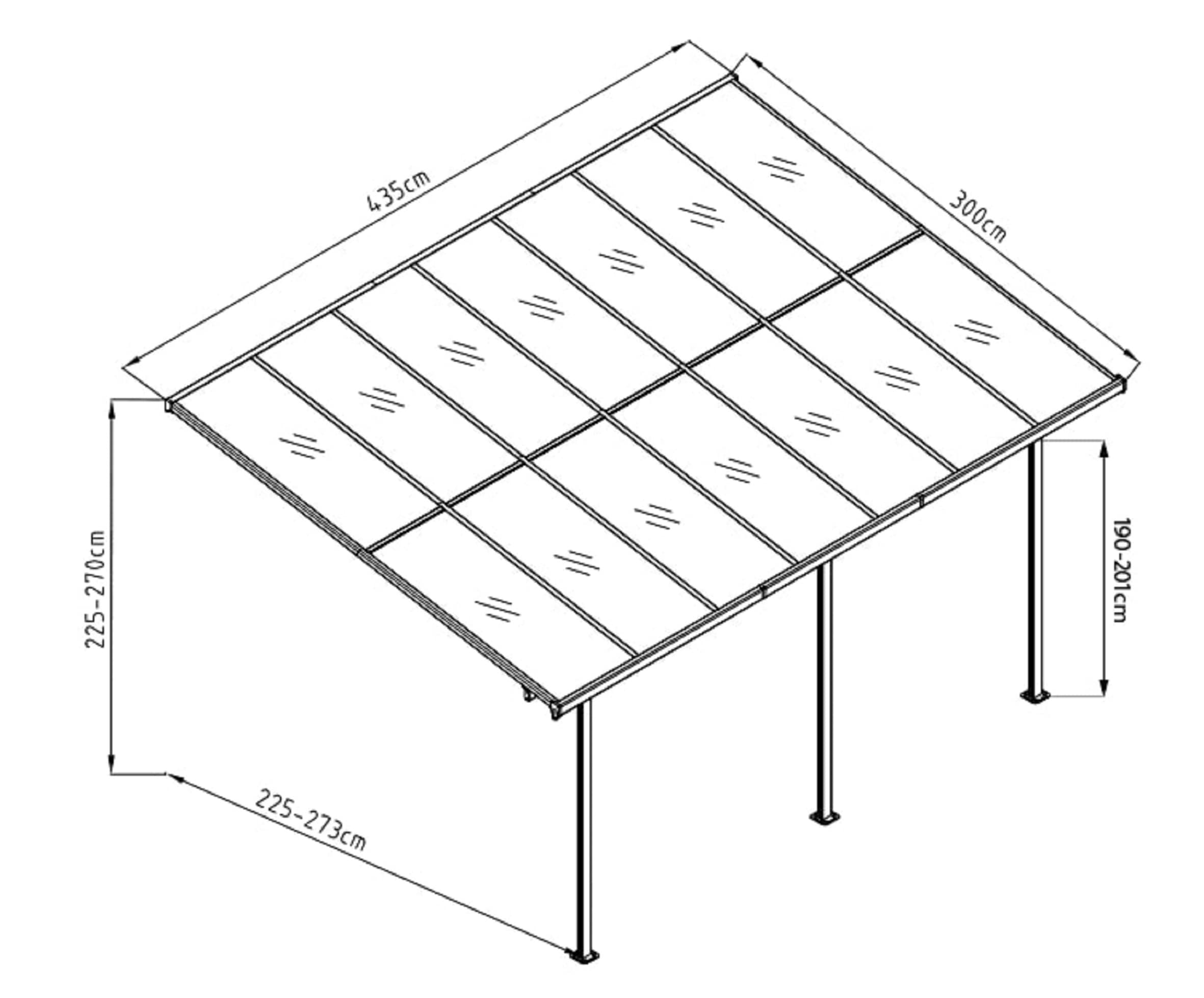 WESTMANN Terrassendach »Bruce«, Rahmen aus pulverbeschichtetem Aluminium, schwarz