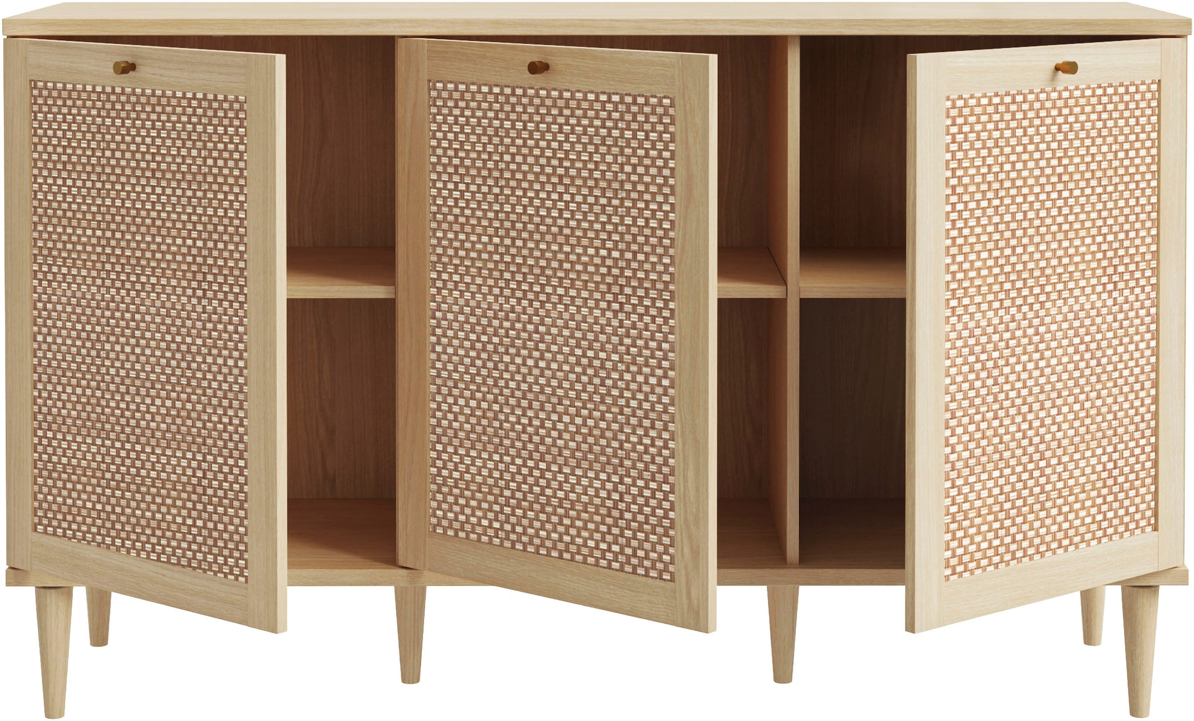 OTTO home Sideboard »ELLIAN mit  Wiener Geflechtoptik, 3 Türen« Holzfüße, Metallgriffe, Made in EU, viel Stauraum, FSC® zertifiziert