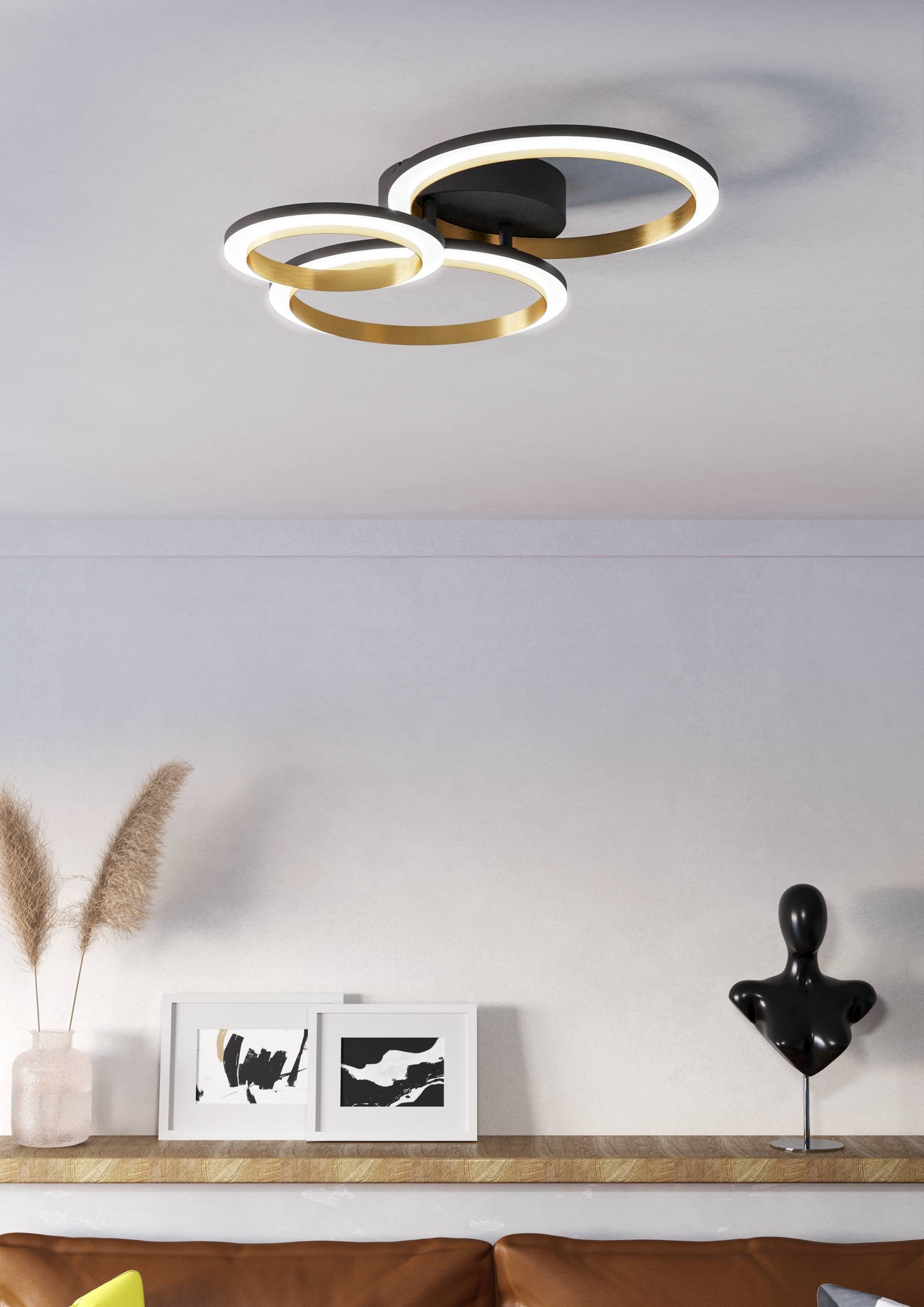 EGLO Deckenleuchte »Calliera Deckenlampe, Metall und Kunststoff, Bürolampe günstig online kaufen