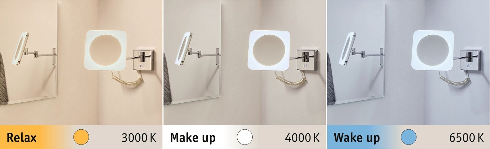 Paulmann LED Wandleuchte »Jora IP44 White Switch 60lm 230V 3,3W Chrom, Weiß, Spiegel«, 1 flammig, Kosmetikspiegel