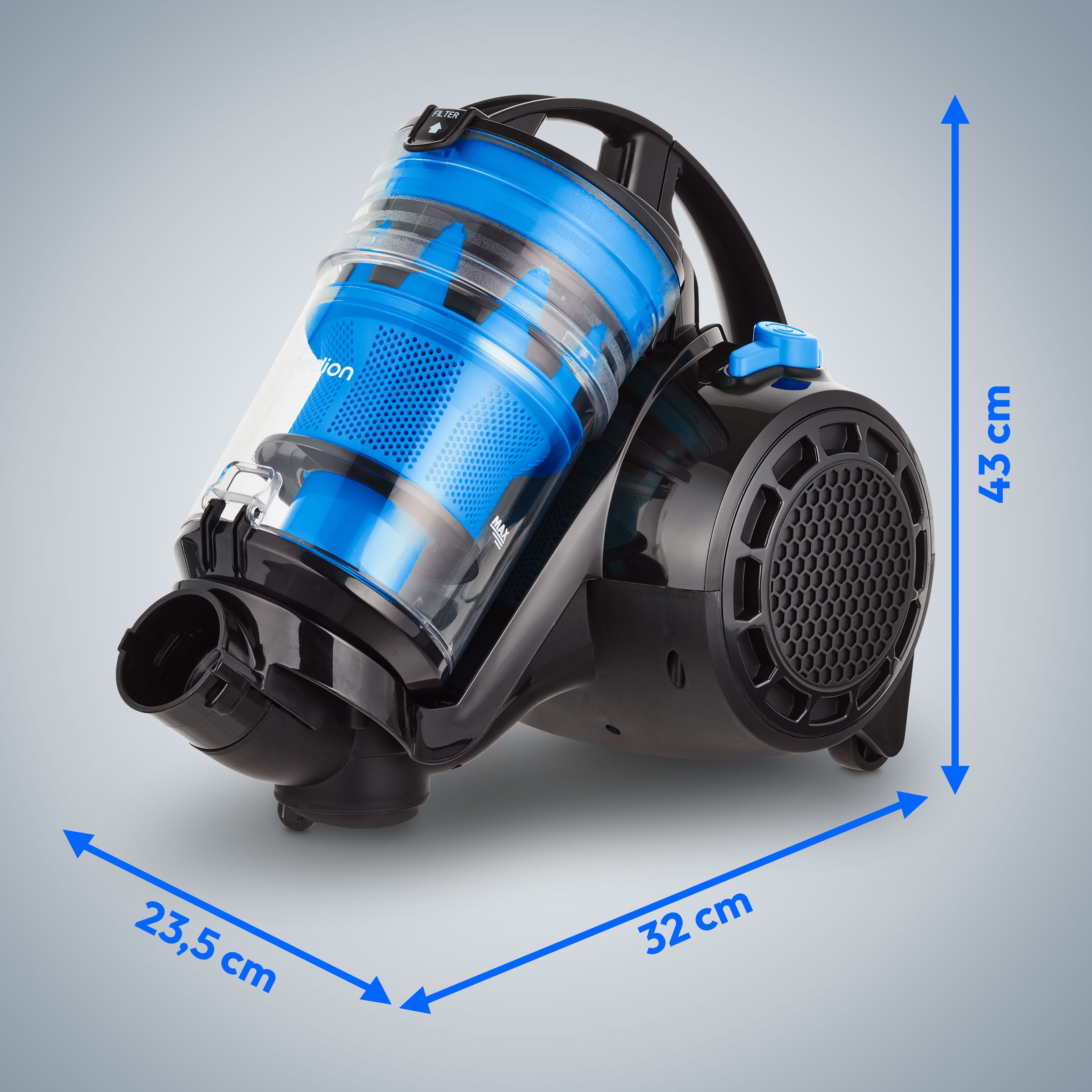 Medion® Bodenstaubsauger »P2000 (MD 11905), 21,5 kPa Saugleistung, 2L, Multizyklon-Technologie«, 700 W, beutellos, 5,2 Meter Kabellänge, HEPA 13 Filter, 72 dB, integriertes Zubehör