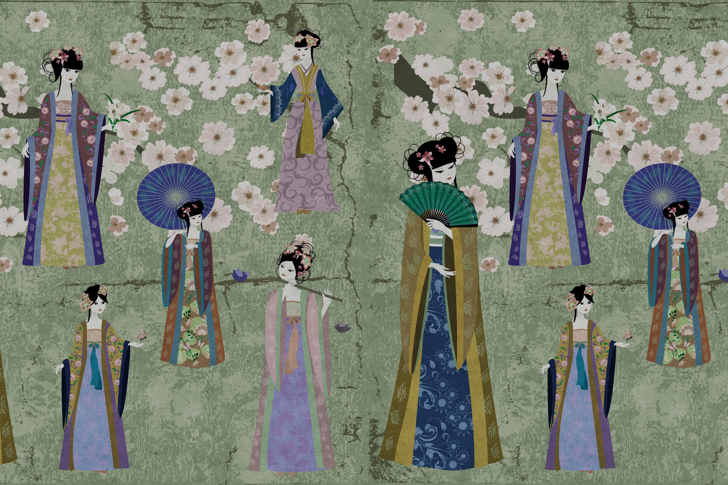 A.S. Création Leinwandbild »kimono«, Kunst-Gemälde-Kinder, (1 St.), Keilrahmen Bild Asiatisch Leinwand-Bild Wohnzimmer modern Wandbild