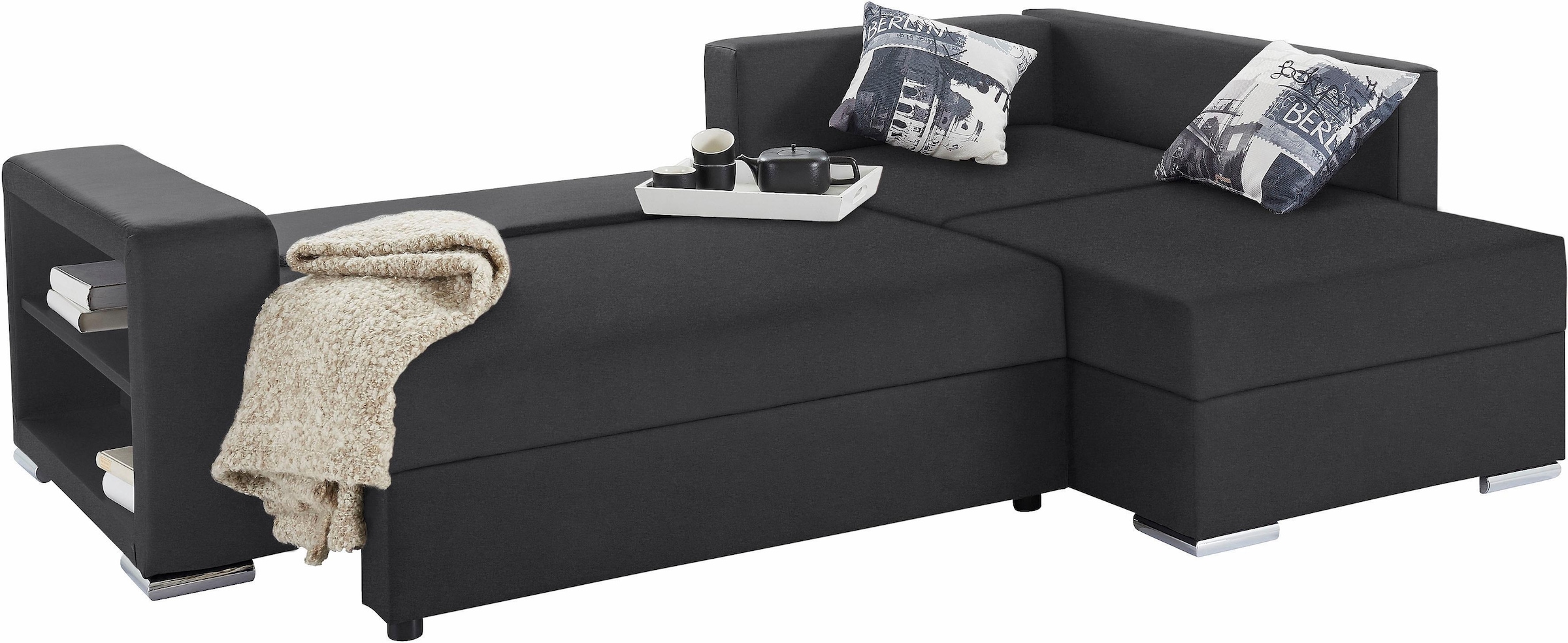 COLLECTION AB Ecksofa »John«, mit Bettfunktion, Bettkasten und Regalarmteil  auf Rechnung kaufen