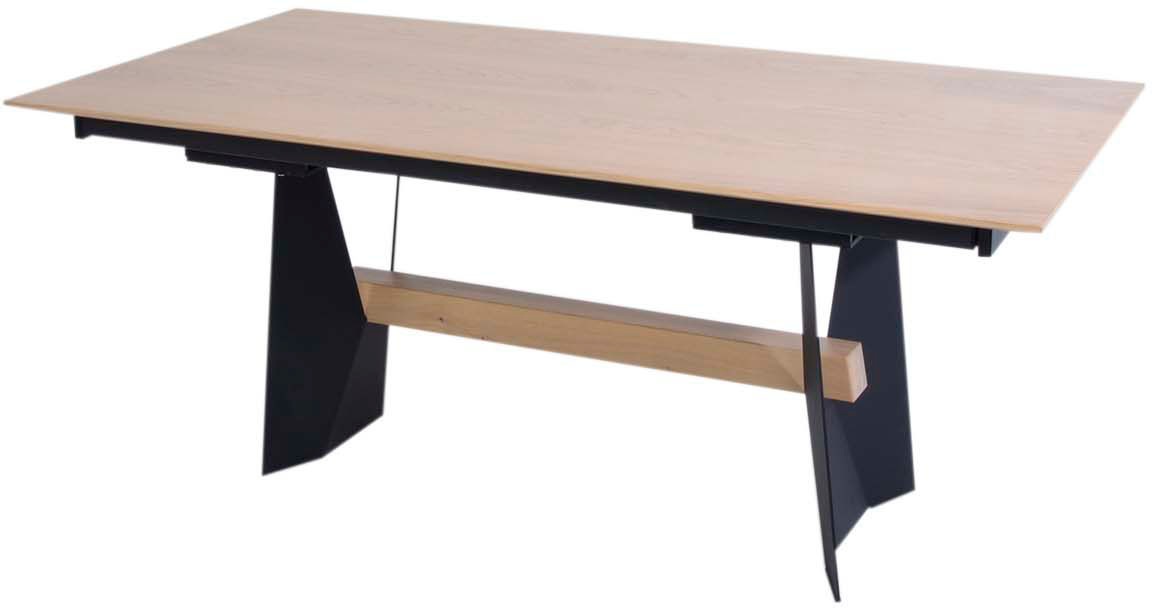K+W Komfort & Wohnen Esstisch, Tisch fix, Gestell aus Metall mit Massivholzbalken, in 2 Breiten