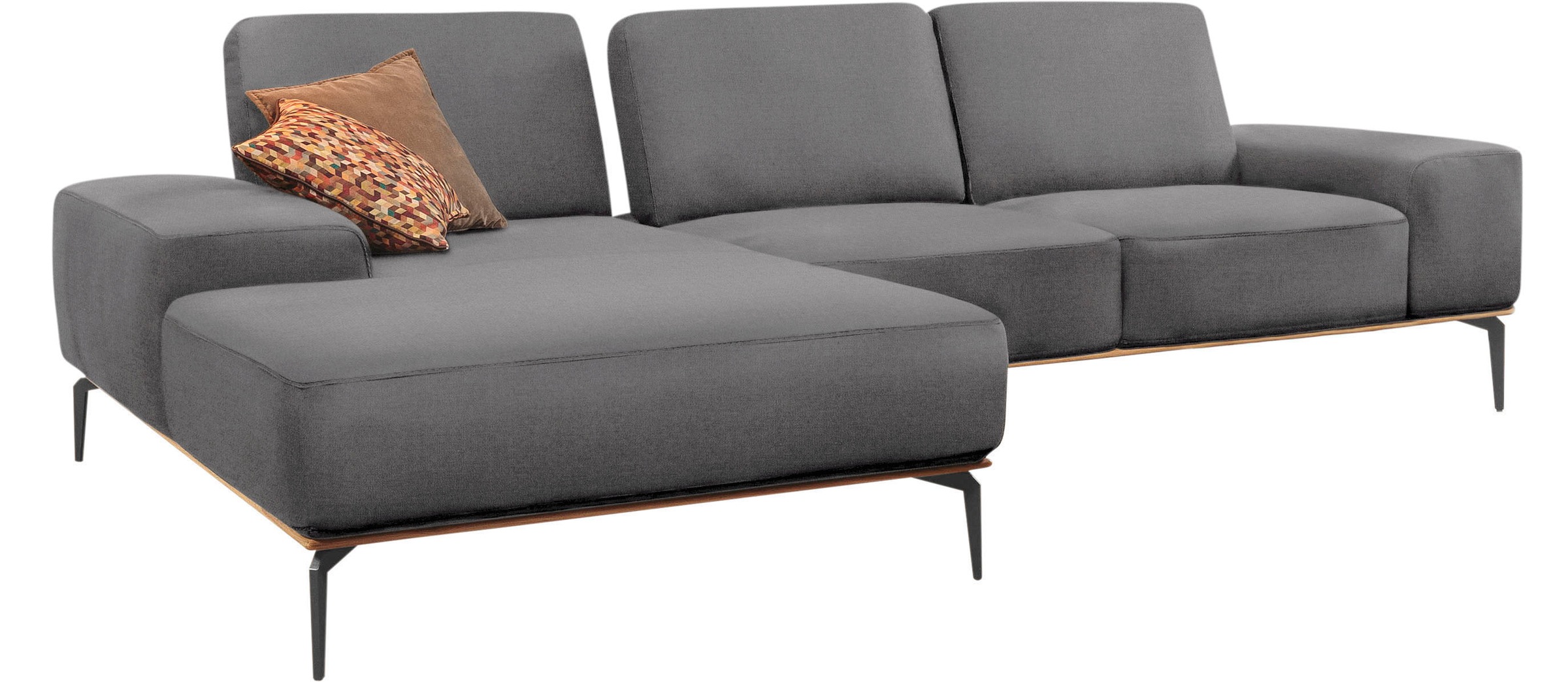 W.SCHILLIG Ecksofa »run, Designsofa mit tollem Sitzkomfort, bequem, L-Form«, mit Holzsockel, Füße in Schwarz pulverbeschichtet, Breite 299 cm