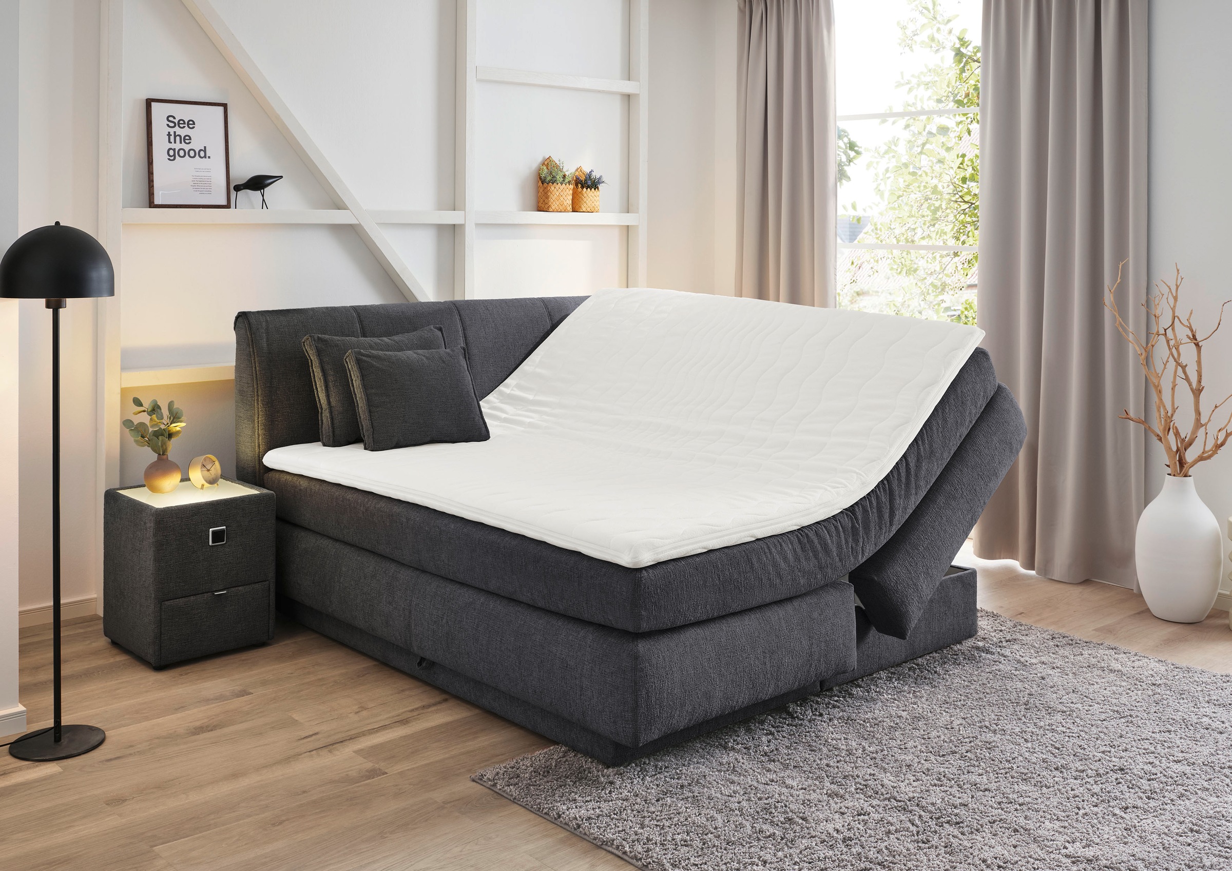 Jockenhöfer Gruppe Boxspringbett »"Carla", OTTOs Choice! Topseller, wahlweise mit oder ohne Bettkasten«, inkl. 4 Kissen, erhältlich in den Breiten 160 & 180cm