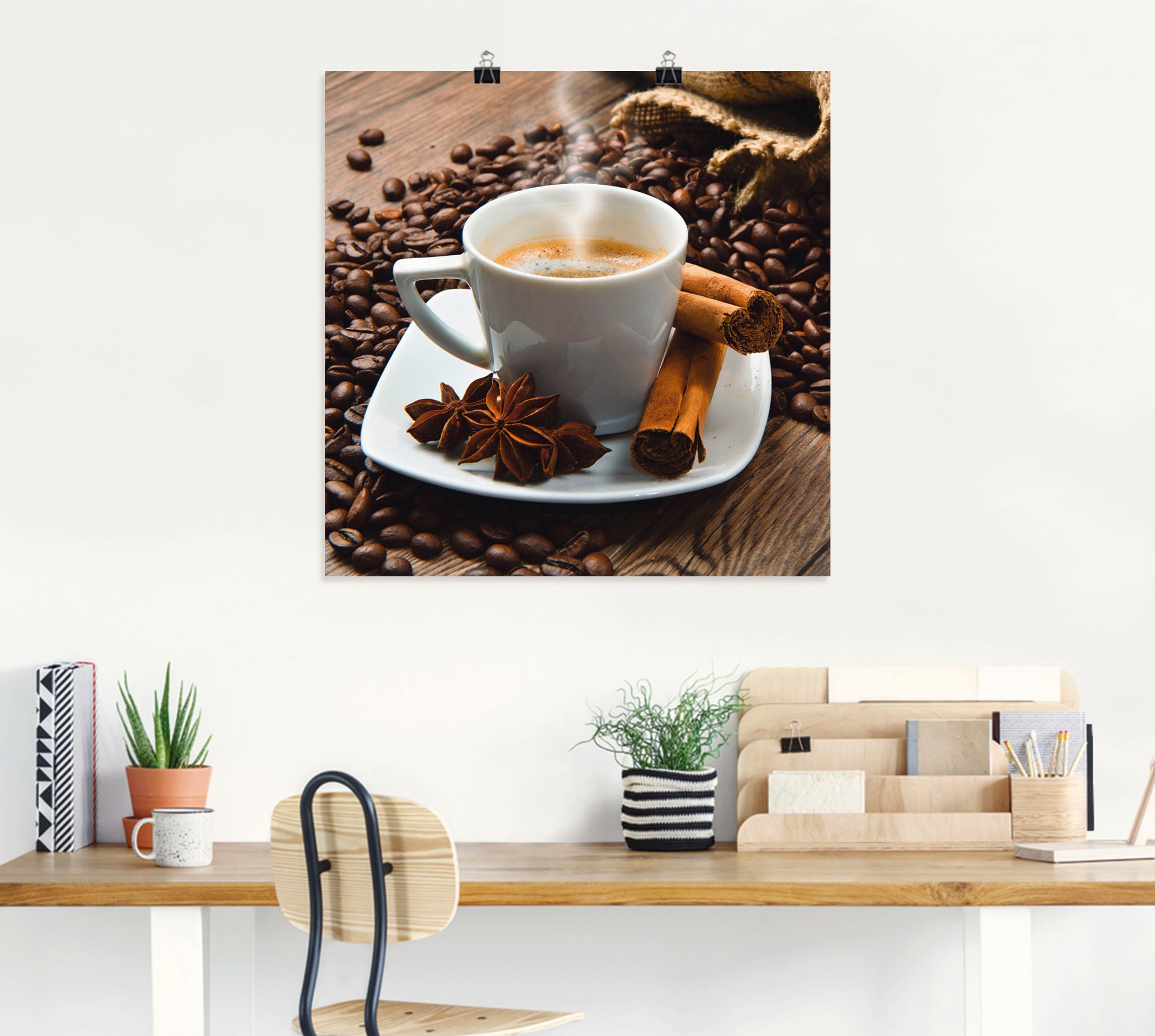 Artland Wandbild »Kaffeetasse Leinensack mit Kaffeebohnen«, Getränke, (1 St.), als Leinwandbild, Poster in verschied. Größen