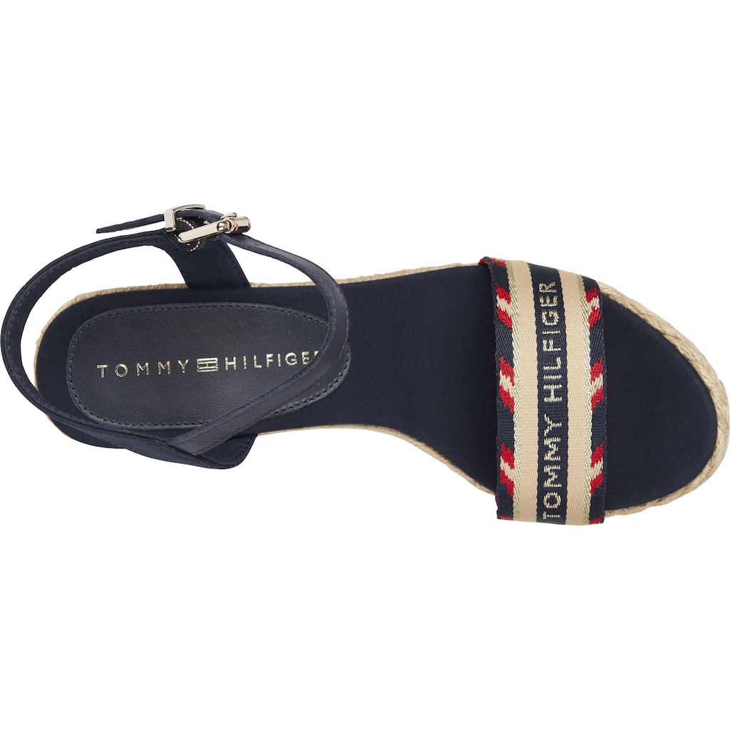 Tommy Hilfiger High-Heel-Sandalette »CORPORATE WEBBING HIGH WEDGE«, mit Logoschriftzug