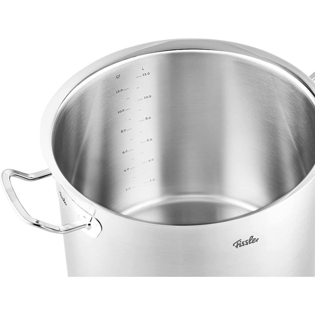 Fissler Topf-Set »ORIGINAL-PROFI COLLECTION® Edelstahl-Topfset«, Edelstahl 18/10, (8 tlg., je 1 Kochtopf 16/20/24 cm, Stielkasserolle 16 cm, Pfanne 24 cm)