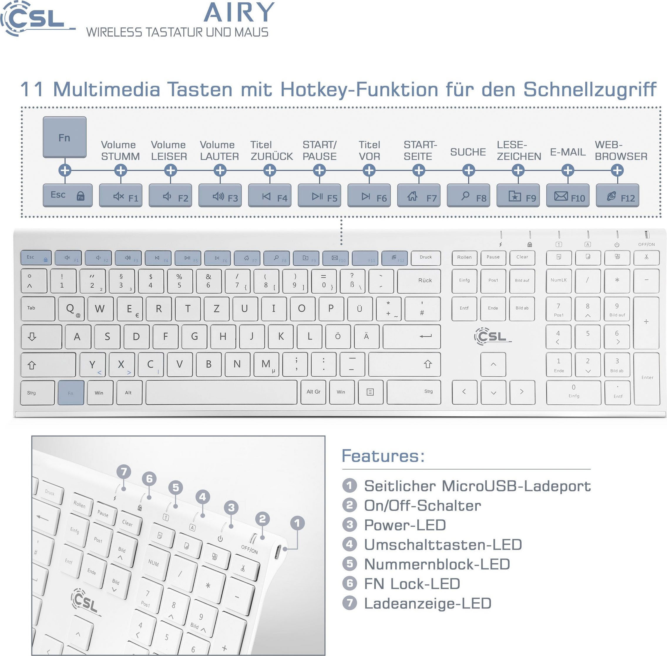 CSL Tastatur- und Maus-Set »AIRY« bestellen online