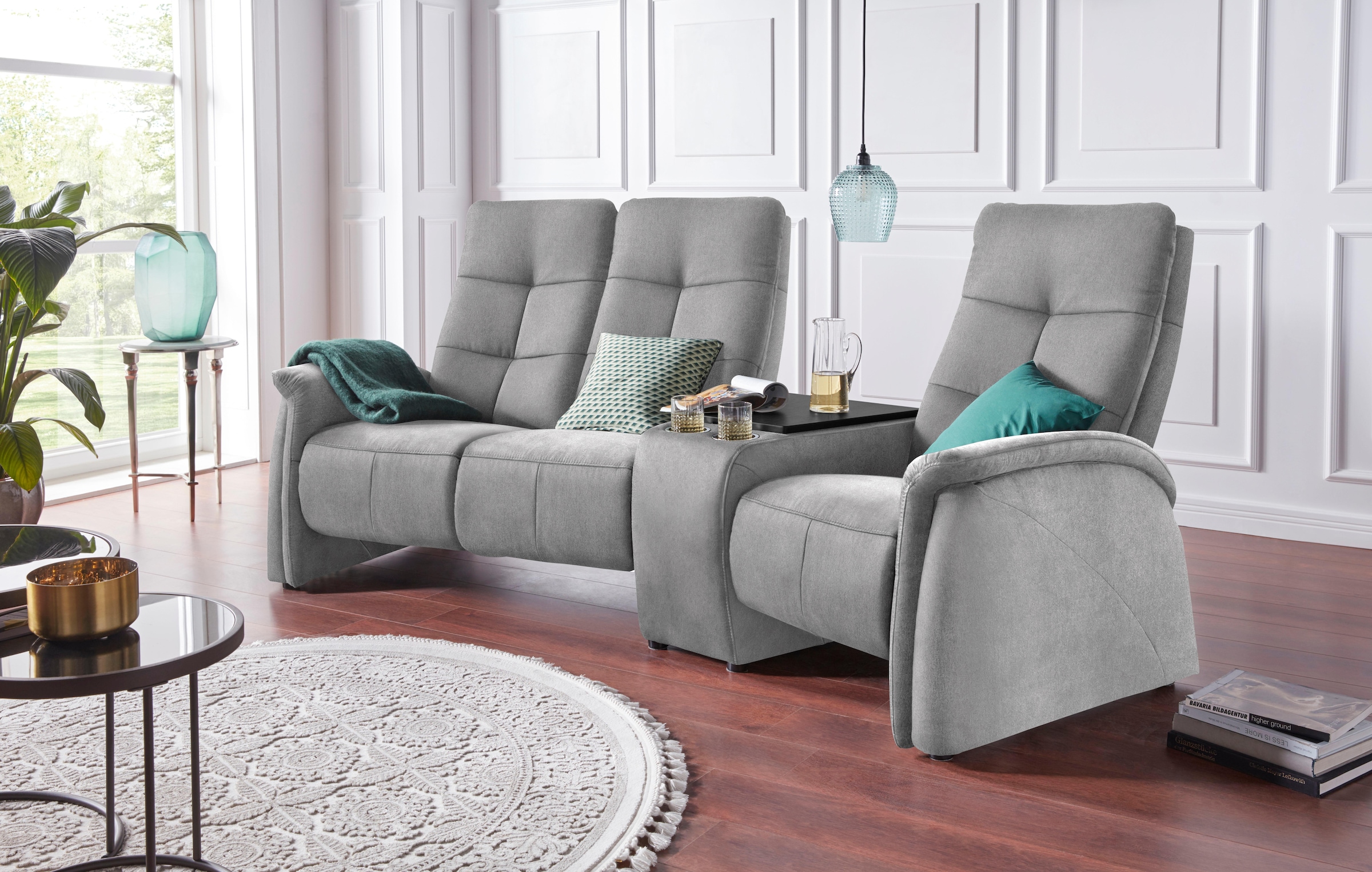 exxpo - sofa fashion 3-Sitzer »Tivoli, Kinosofa mit Relaxfunktion, mit Ablagetisch und Stauraum« bequem und komfortabel, hohe Rückenlehne