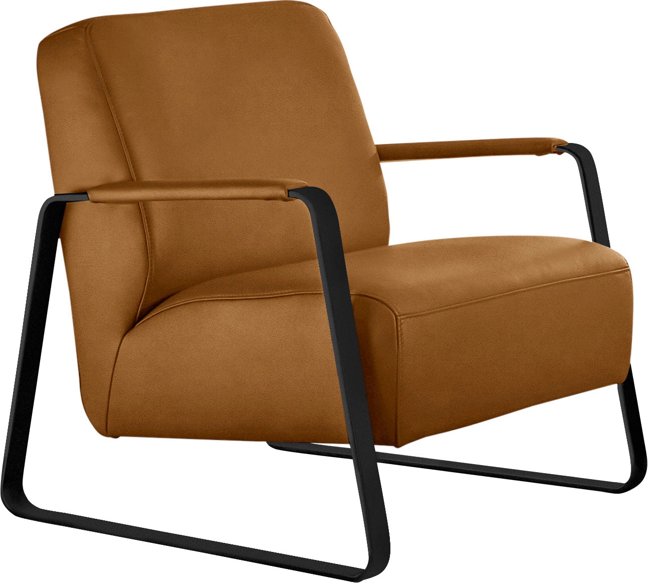 W.SCHILLIG Cocktailsessel »quadroo Loungesessel,«, mit bezogenen Armlehnen, Gestell in Schwarz pulverbeschichtet