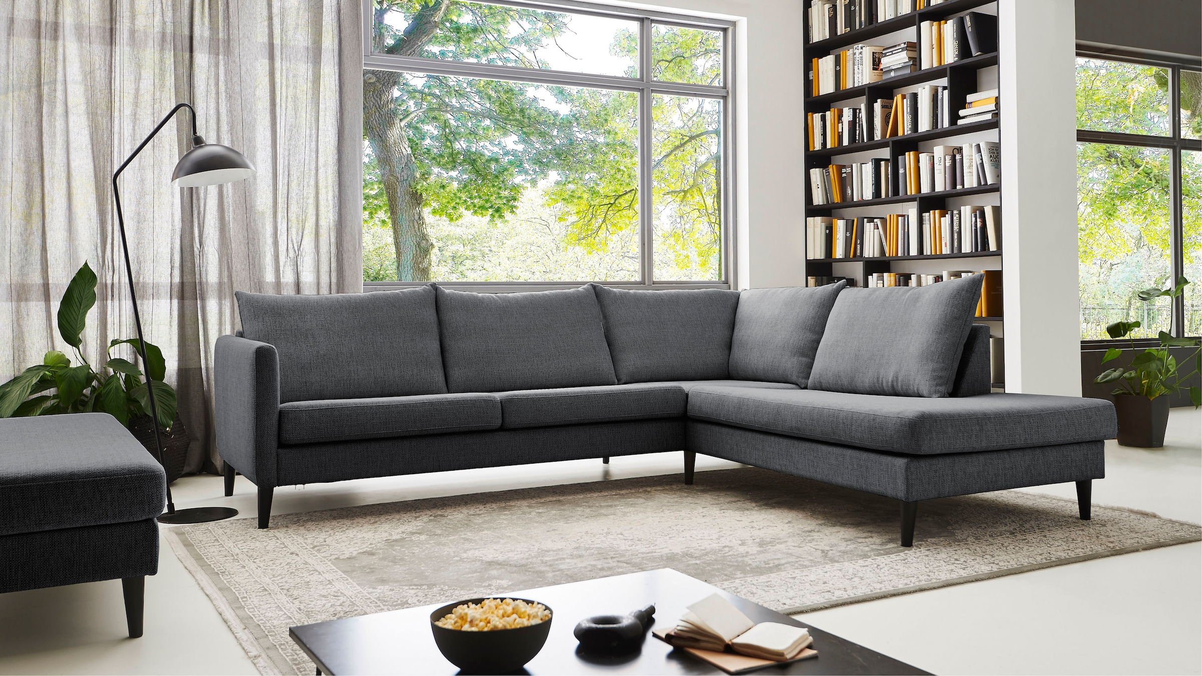 ATLANTIC home collection Ecksofa »Rekvik L-Form« mit Wellenunterfederung, mit Massivholzfüßen